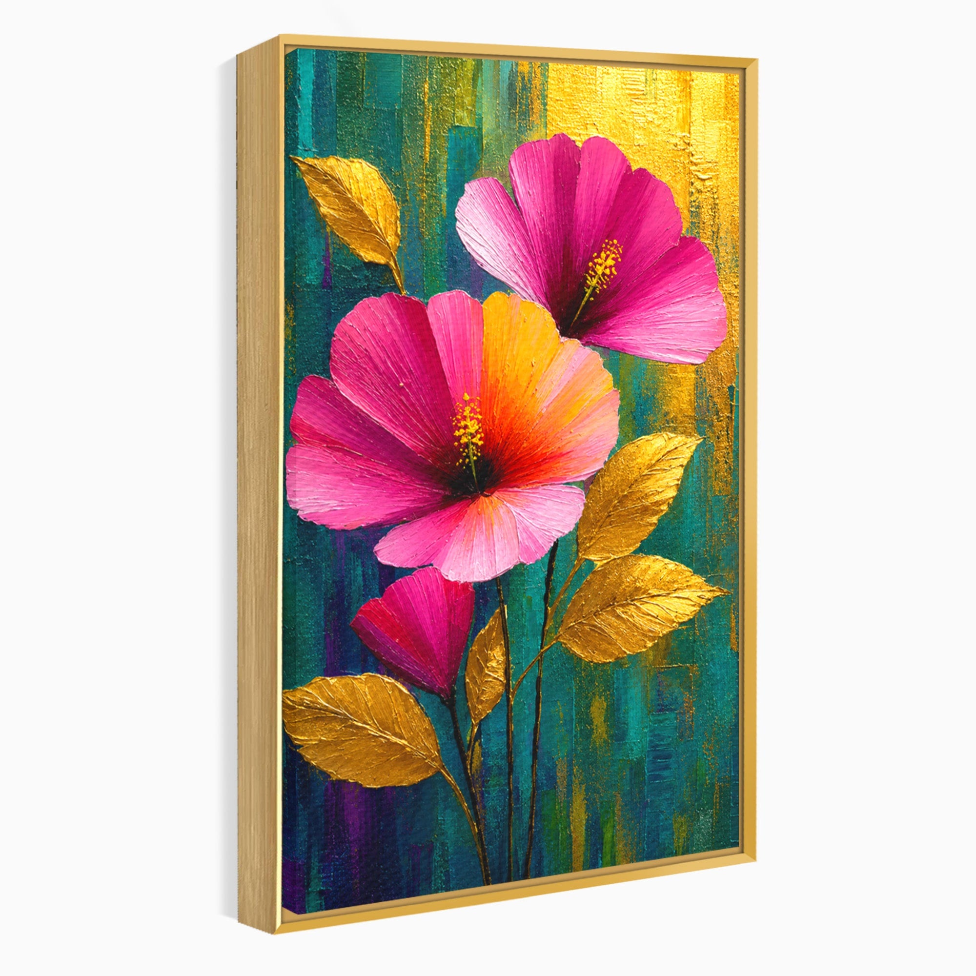 Tablou Canvas Premium LuxCanva® A1803, Flori Aurii, Flori, Auriu, Pictura, Natura, Living, Culori Vibrante