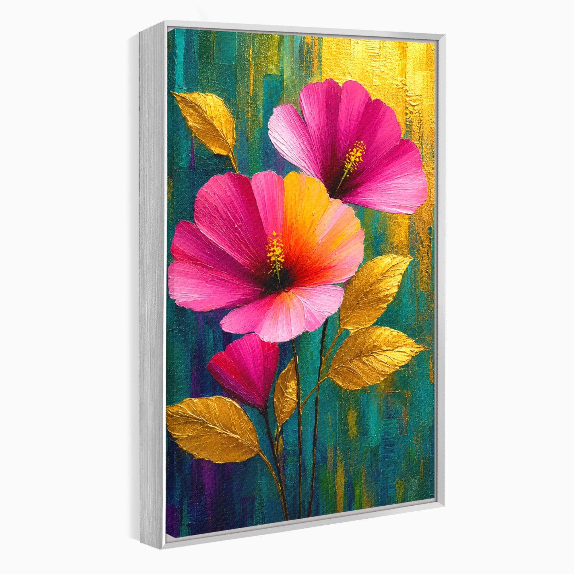 Tablou Canvas Premium LuxCanva® A1803, Flori Aurii, Flori, Auriu, Pictura, Natura, Living, Culori Vibrante