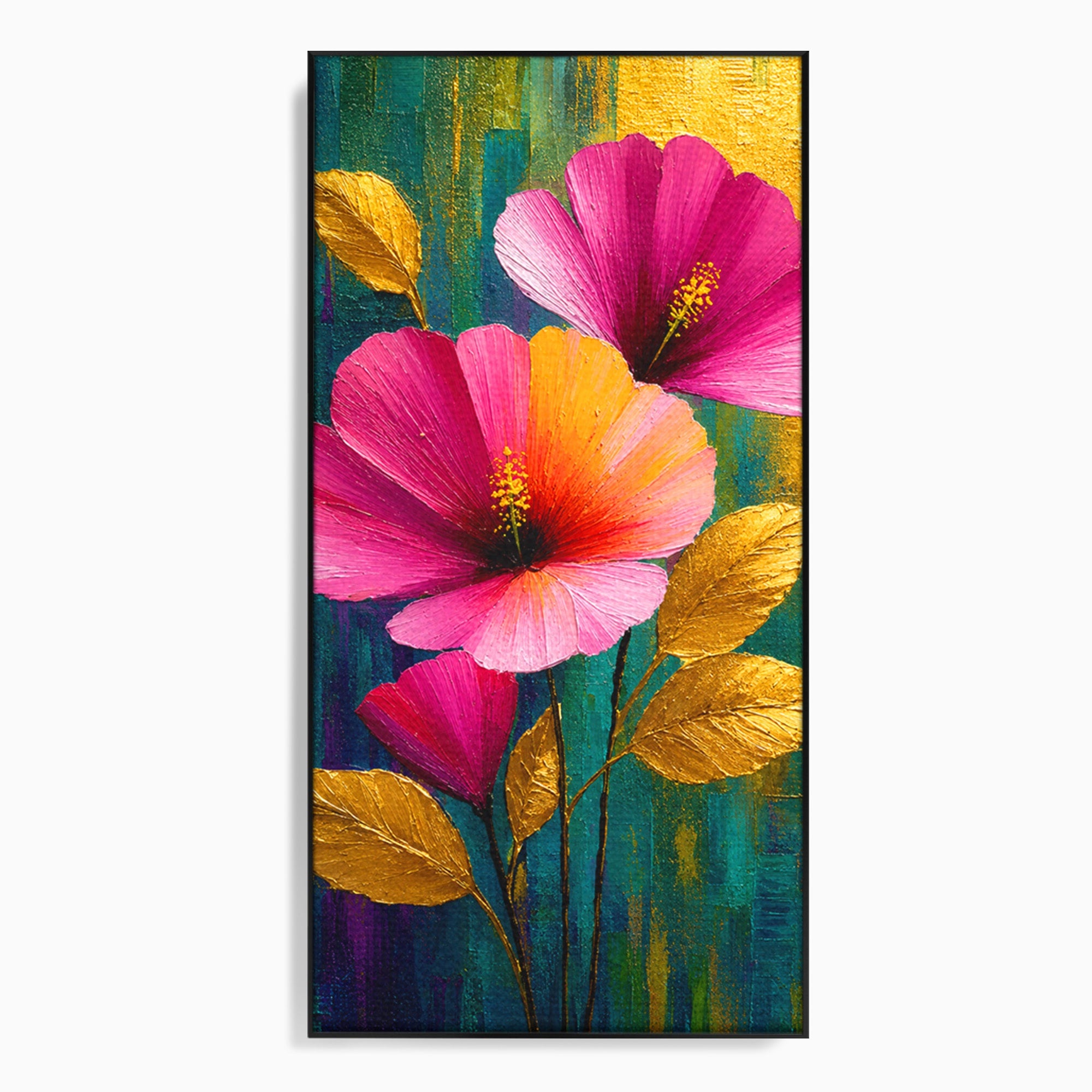 Tablou Canvas Premium LuxCanva® A1803, Flori Aurii, Flori, Auriu, Pictura, Natura, Living, Culori Vibrante