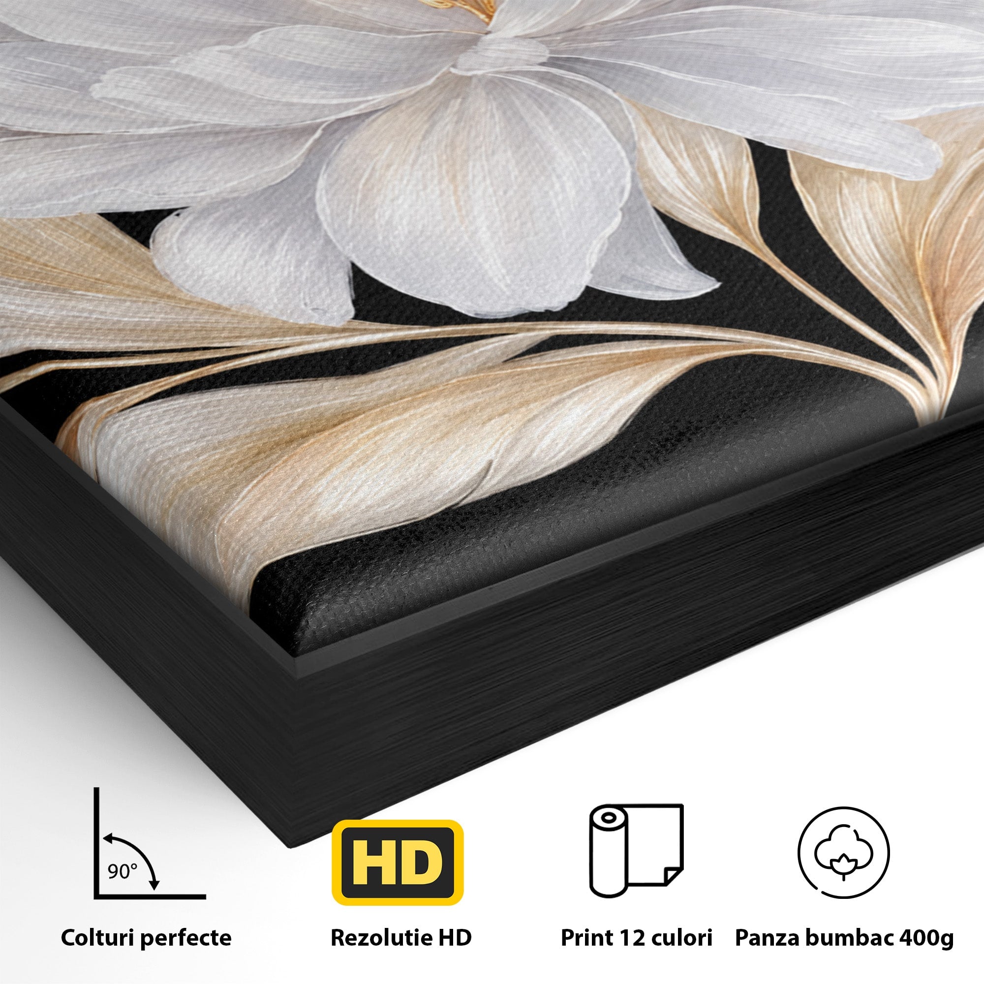 Tablou Canvas Premium LuxCanva® A1804, Floare Eleganta, Floare, Natura, Eleganta, Dormitor, Living, Culori Vibrante