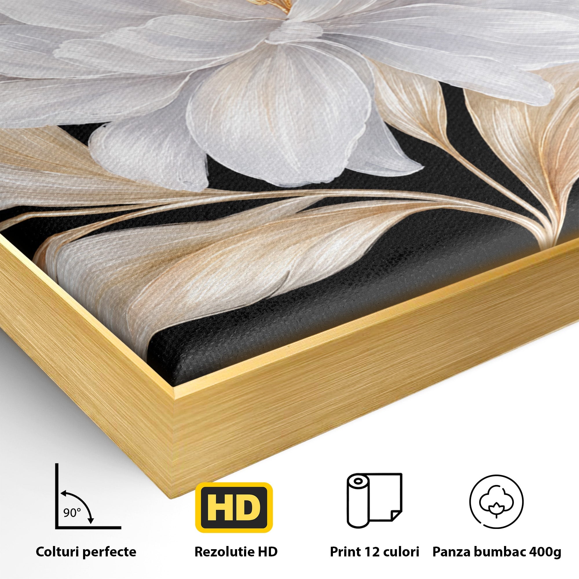 Tablou Canvas Premium LuxCanva® A1804, Floare Eleganta, Floare, Natura, Eleganta, Dormitor, Living, Culori Vibrante