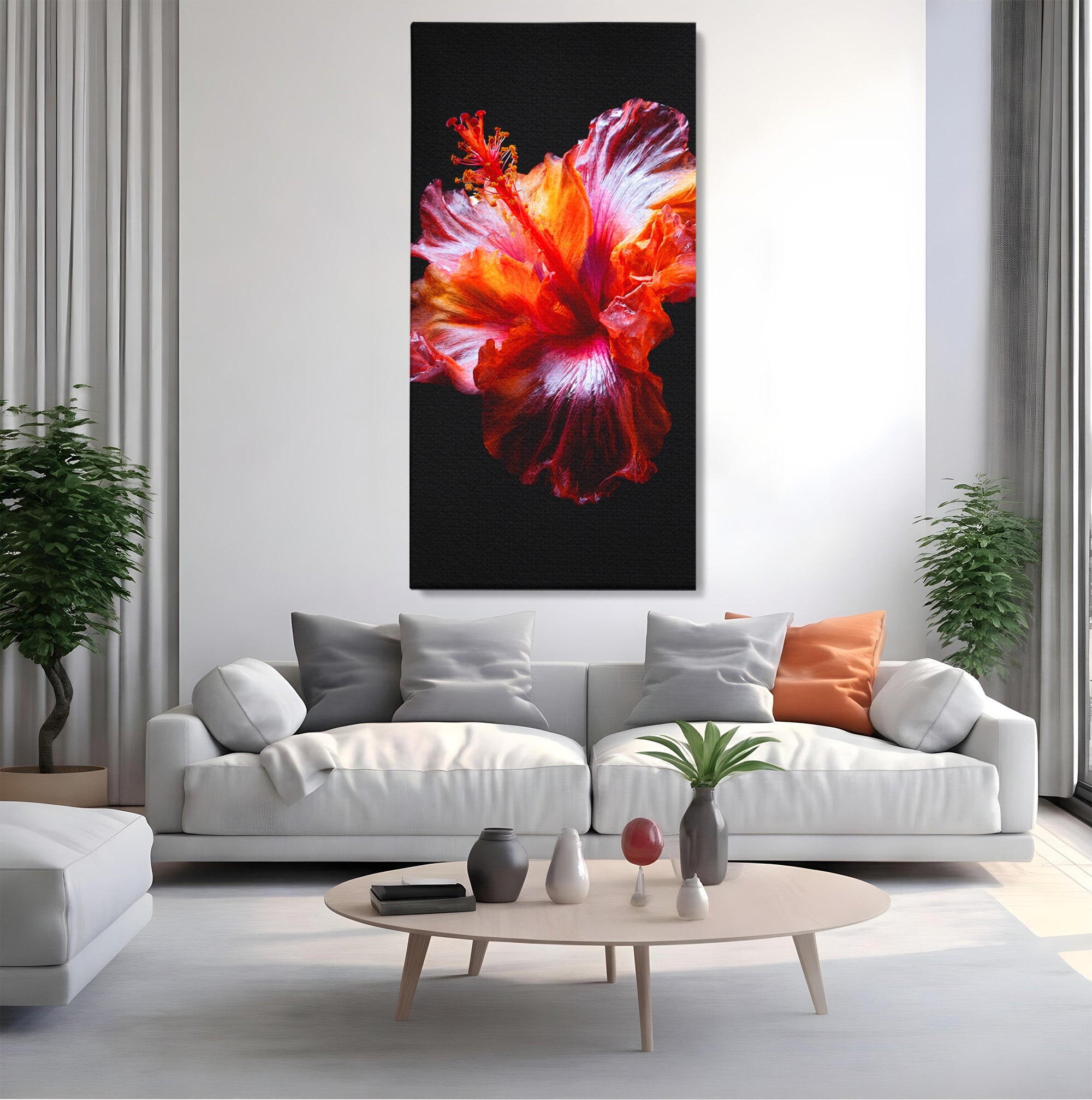 Tablou Canvas Premium LuxCanva® A1805, Floare De Hibiscus, Floare, Hibiscus, Natura, Dormitor, Living, Culori Vibrante