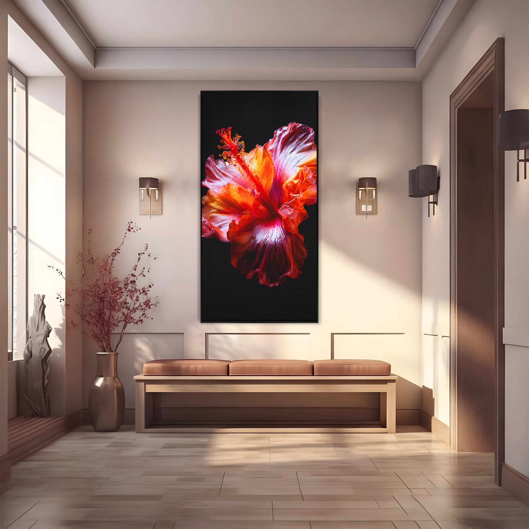 Tablou Canvas Premium LuxCanva® A1805, Floare De Hibiscus, Floare, Hibiscus, Natura, Dormitor, Living, Culori Vibrante