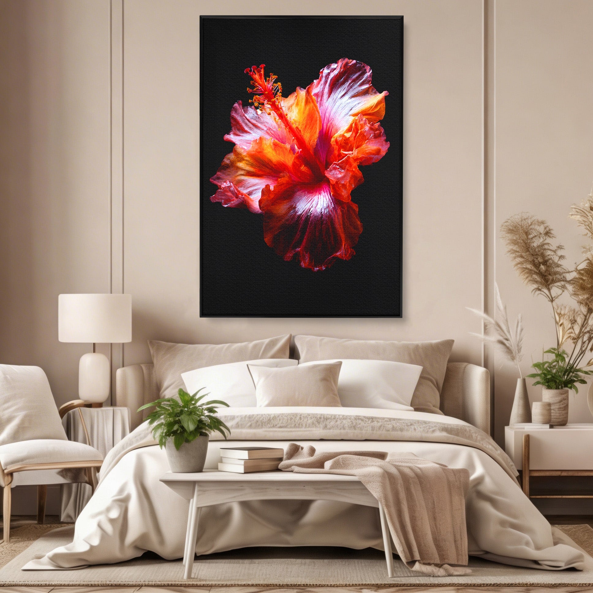 Tablou Canvas Premium LuxCanva® A1805, Floare De Hibiscus, Floare, Hibiscus, Natura, Dormitor, Living, Culori Vibrante