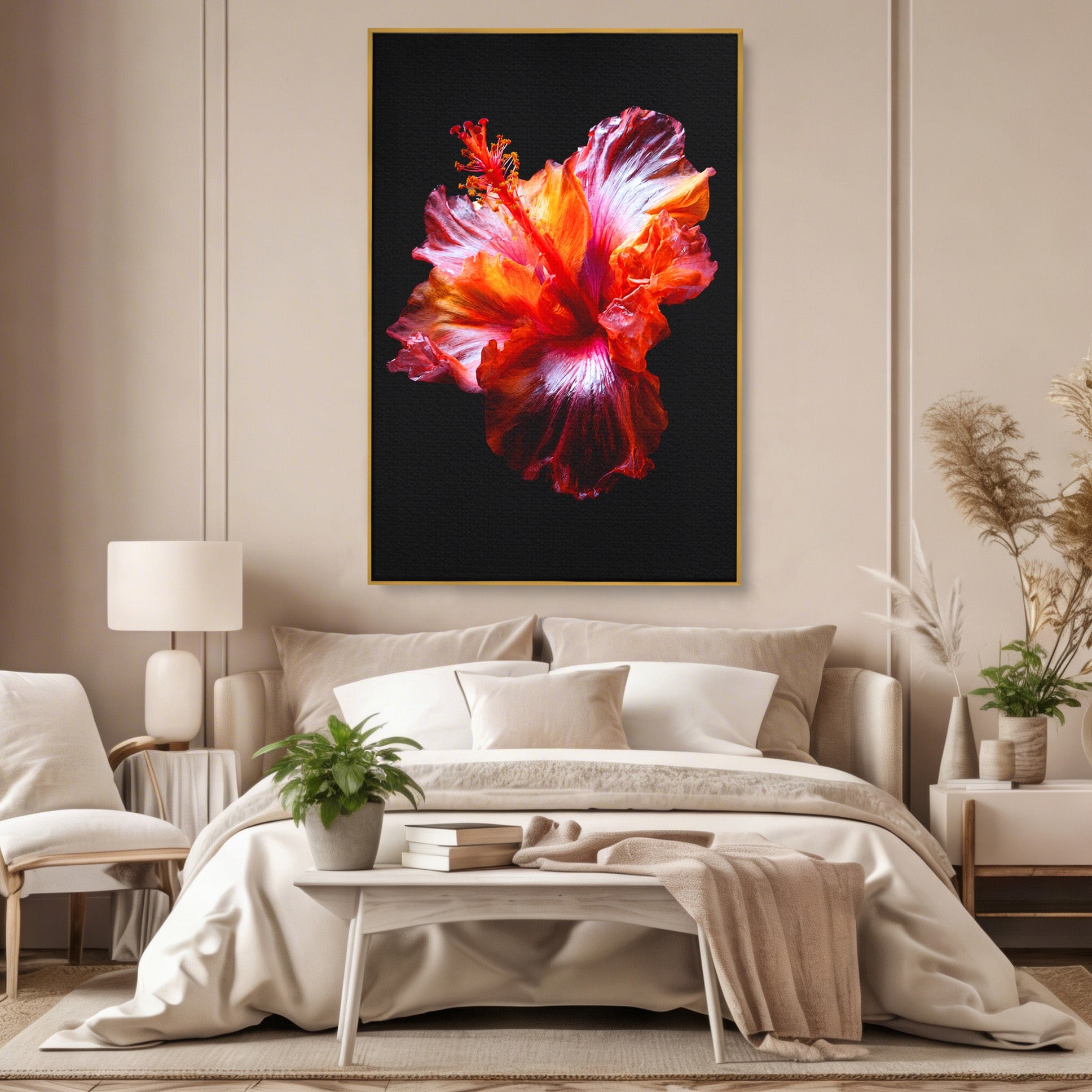 Tablou Canvas Premium LuxCanva® A1805, Floare De Hibiscus, Floare, Hibiscus, Natura, Dormitor, Living, Culori Vibrante