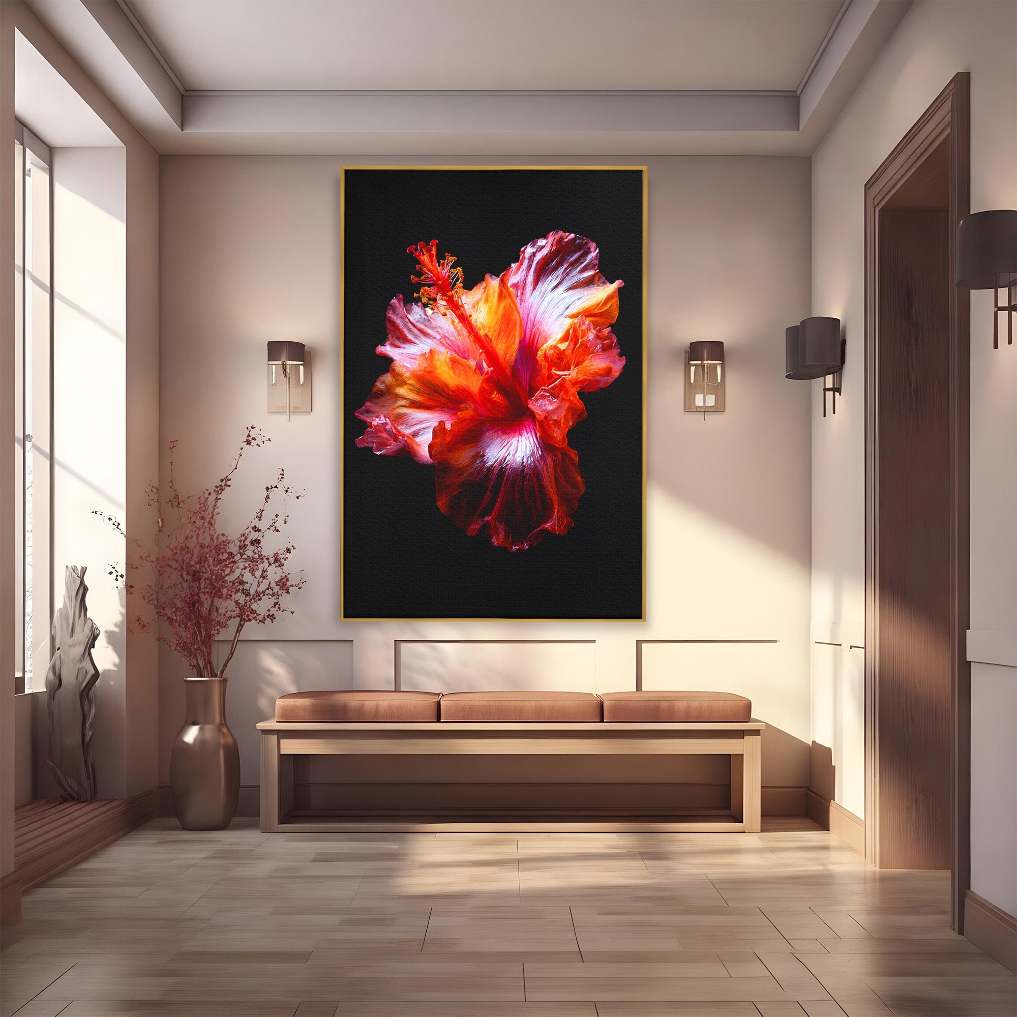 Tablou Canvas Premium LuxCanva® A1805, Floare De Hibiscus, Floare, Hibiscus, Natura, Dormitor, Living, Culori Vibrante