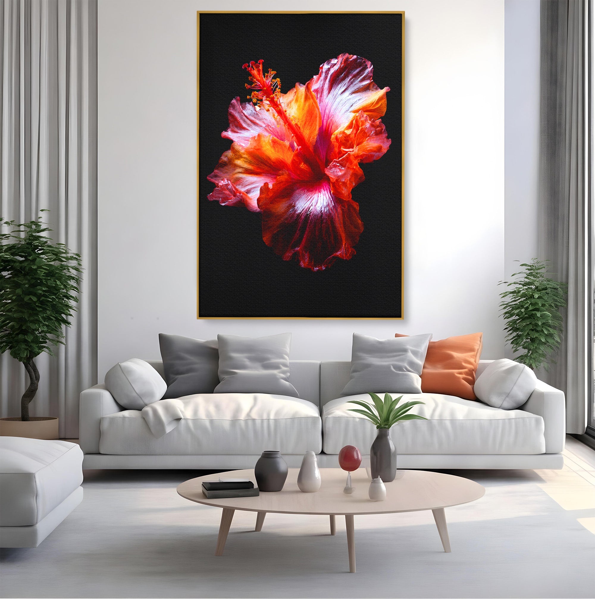 Tablou Canvas Premium LuxCanva® A1805, Floare De Hibiscus, Floare, Hibiscus, Natura, Dormitor, Living, Culori Vibrante