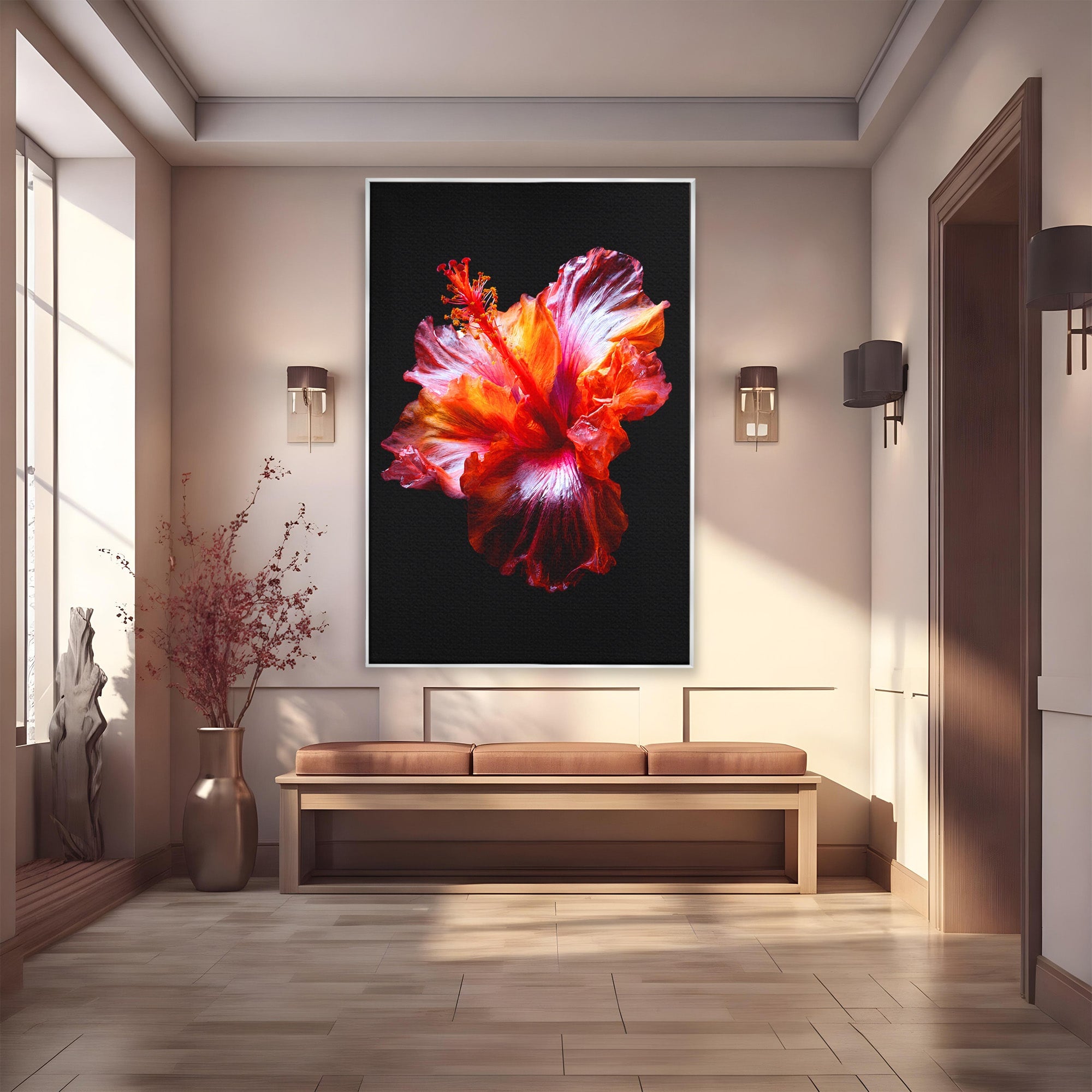 Tablou Canvas Premium LuxCanva® A1805, Floare De Hibiscus, Floare, Hibiscus, Natura, Dormitor, Living, Culori Vibrante