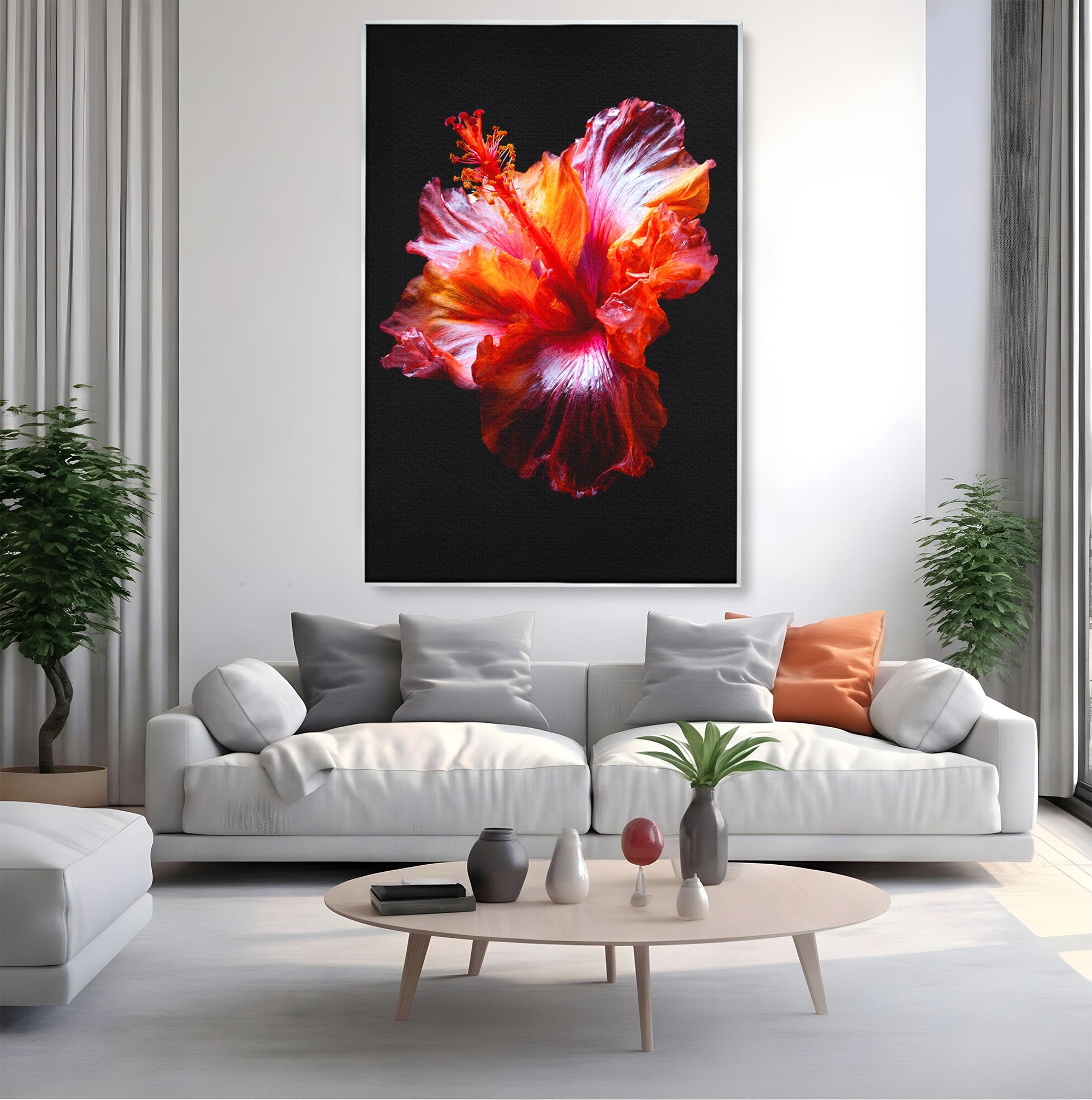 Tablou Canvas Premium LuxCanva® A1805, Floare De Hibiscus, Floare, Hibiscus, Natura, Dormitor, Living, Culori Vibrante