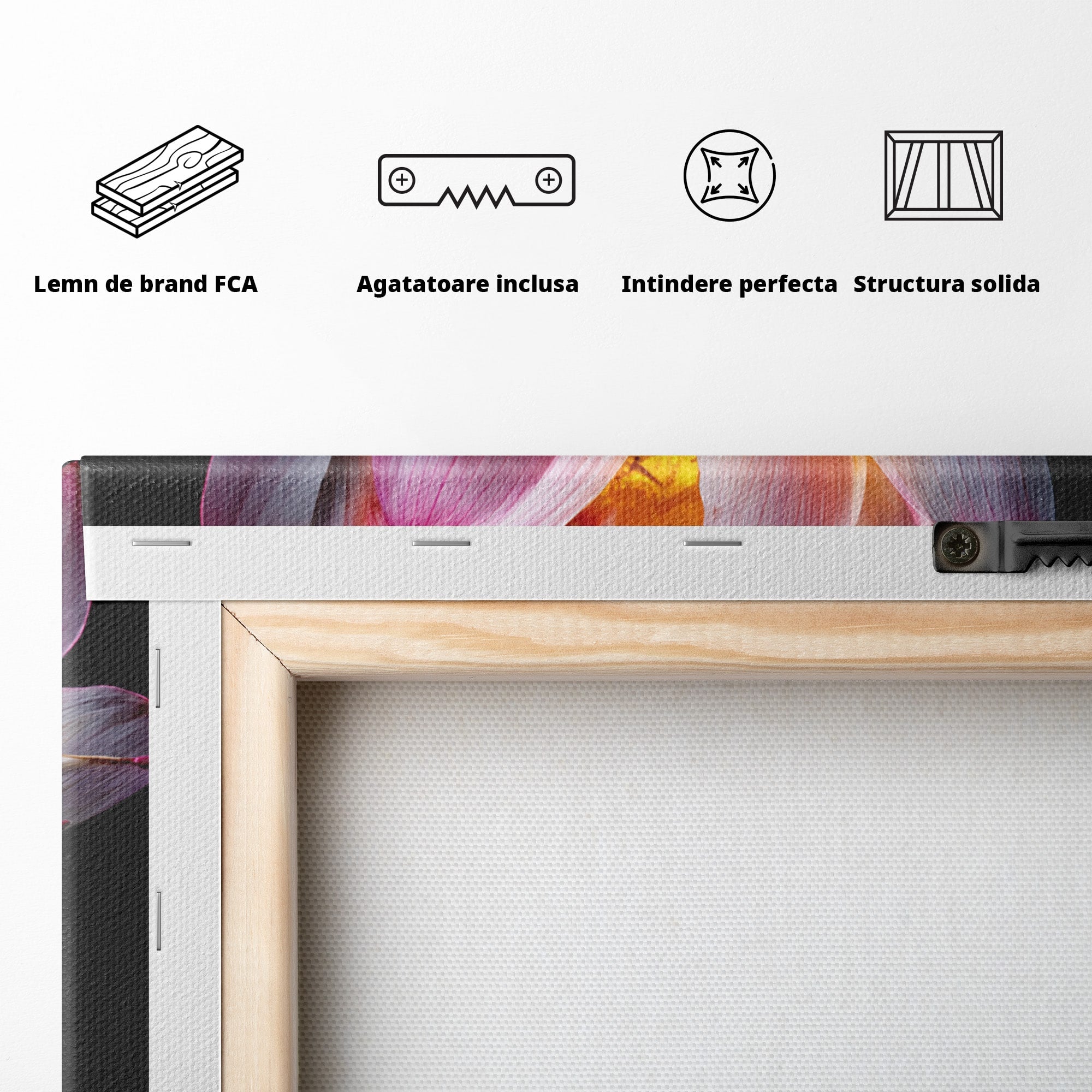 Tablou Canvas Premium LuxCanva® A1806, Splendoare Nocturnă, Lotus, Floare, Natura, Eleganta, Dormitor, Living, Culori Vibrante
