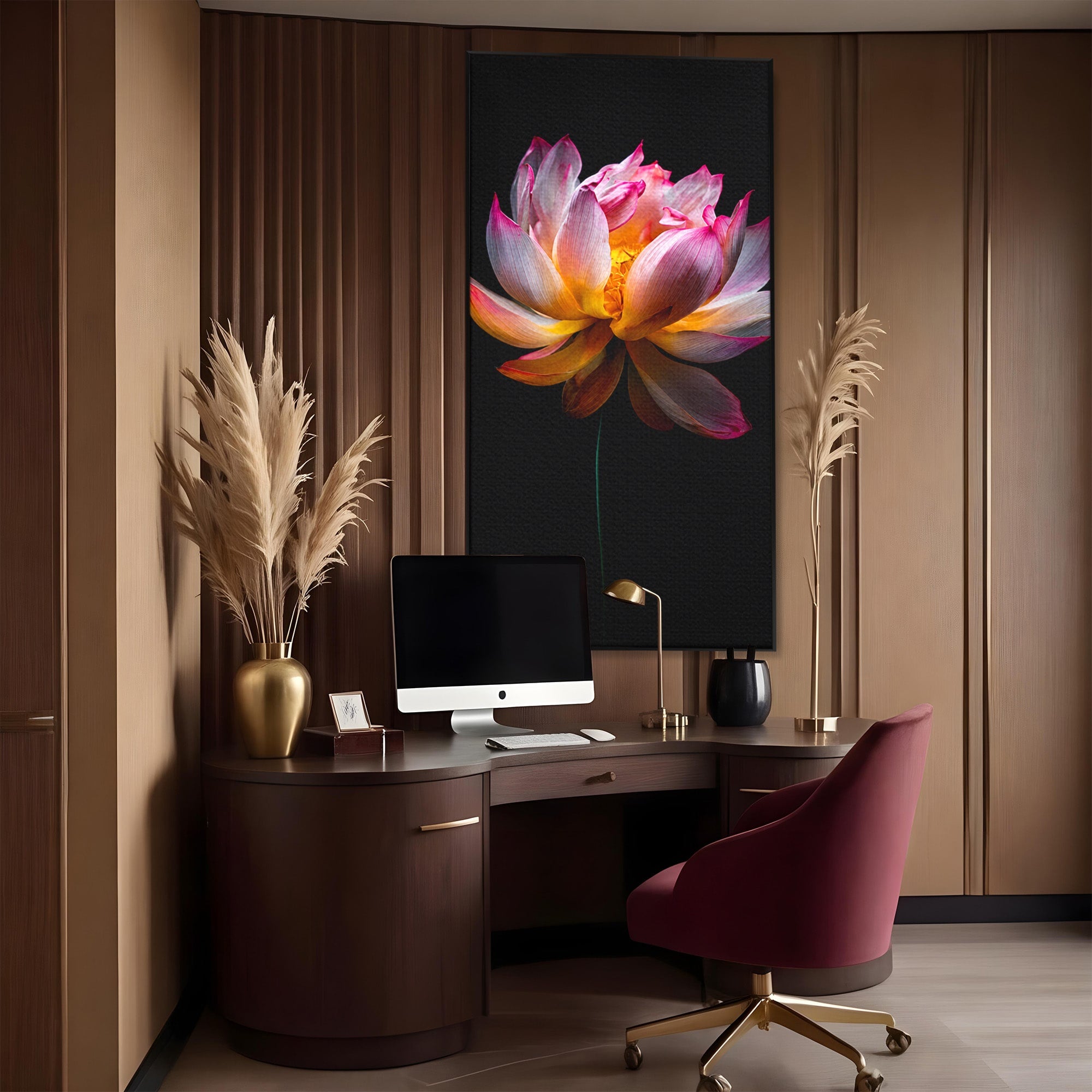 Tablou Canvas Premium LuxCanva® A1806, Splendoare Nocturnă, Lotus, Floare, Natura, Eleganta, Dormitor, Living, Culori Vibrante