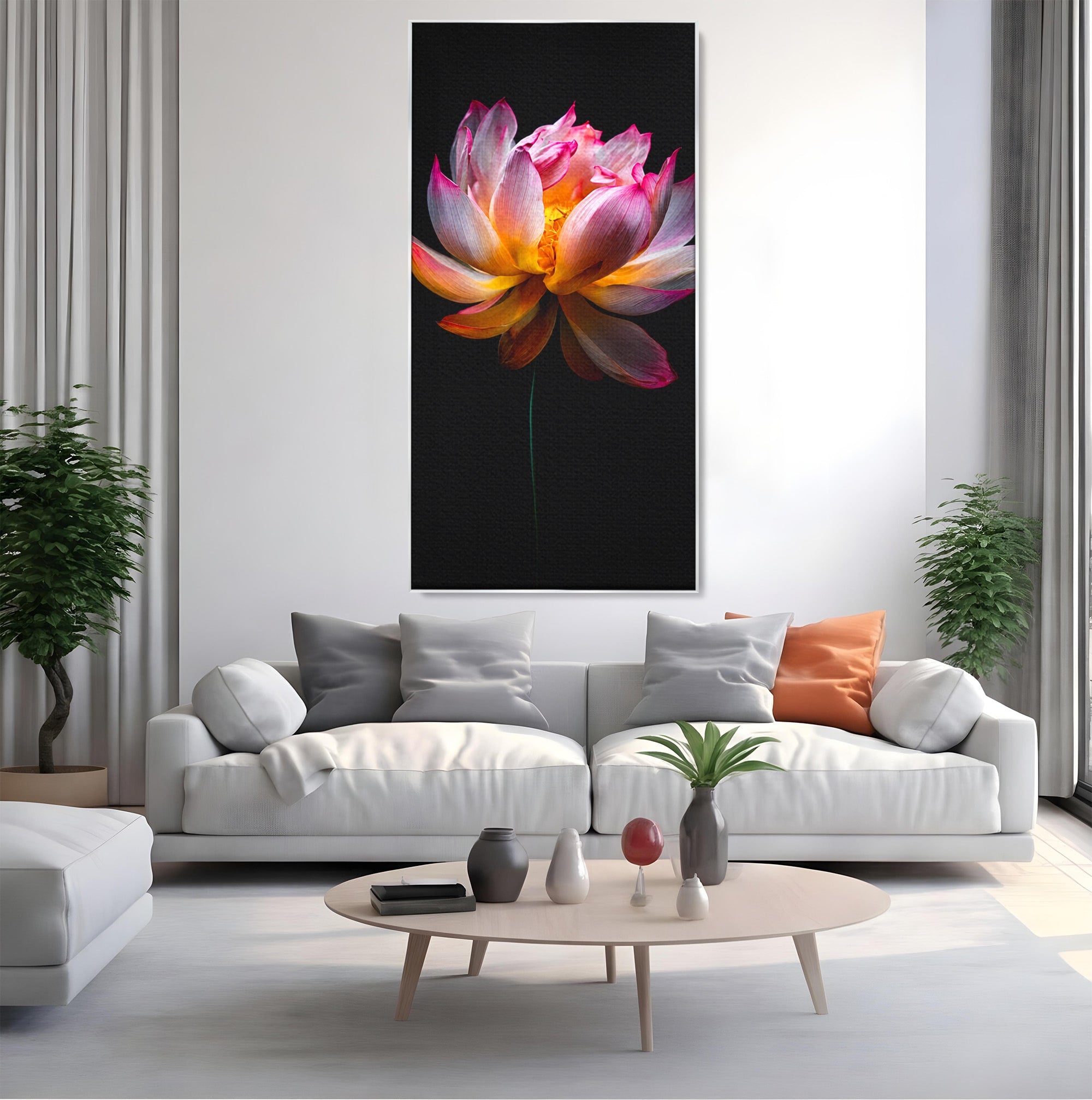 Tablou Canvas Premium LuxCanva® A1806, Splendoare Nocturnă, Lotus, Floare, Natura, Eleganta, Dormitor, Living, Culori Vibrante