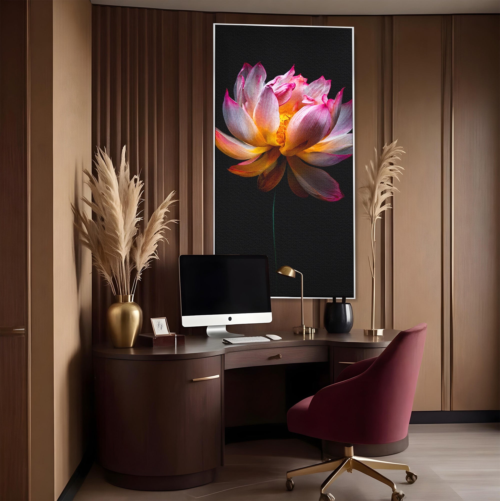 Tablou Canvas Premium LuxCanva® A1806, Splendoare Nocturnă, Lotus, Floare, Natura, Eleganta, Dormitor, Living, Culori Vibrante