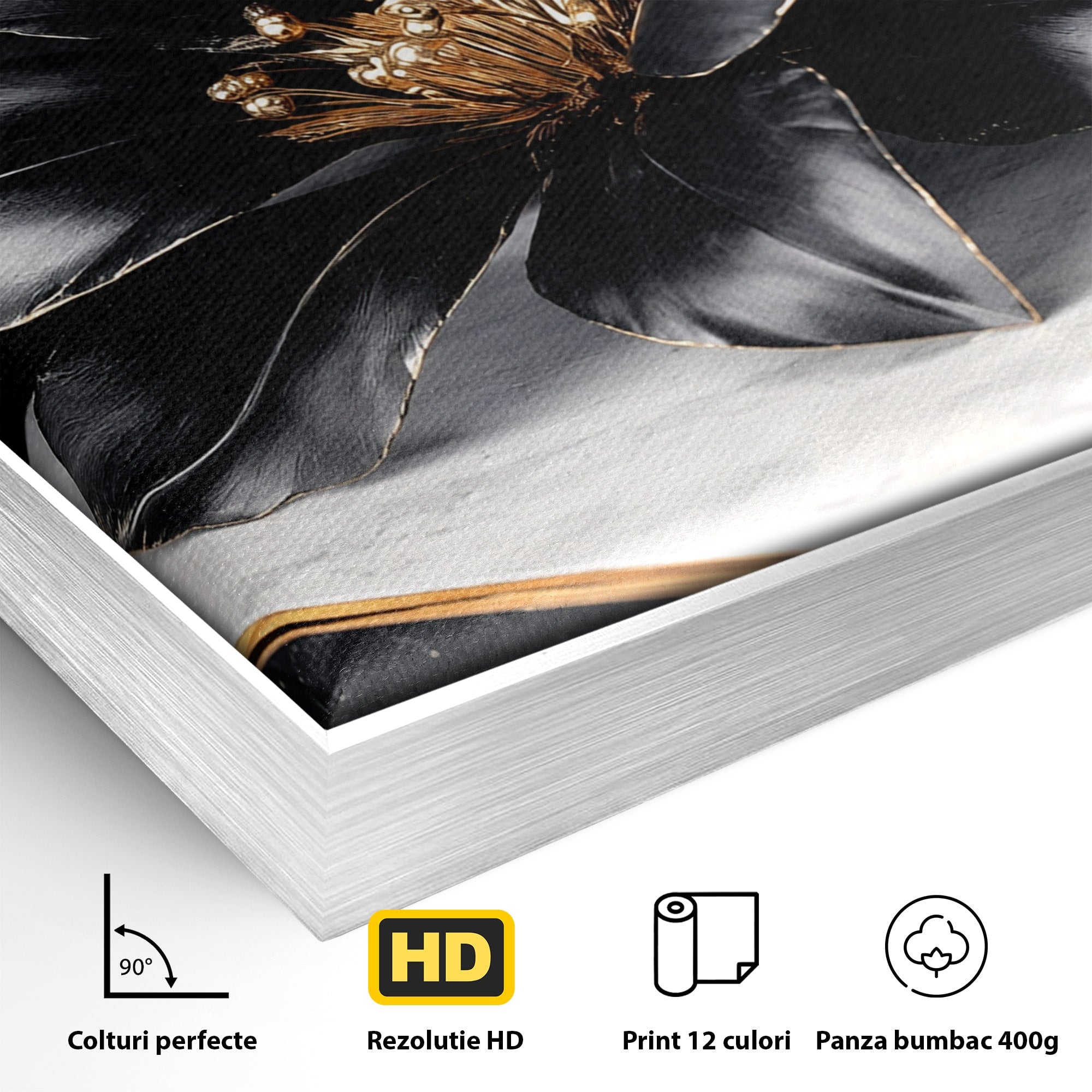 Tablou Canvas Premium LuxCanva® A1808, Floare Metalica Eleganta, Floare, Metalica, Eleganta, Decor, Birou, Dormitor, Culori Vibrante