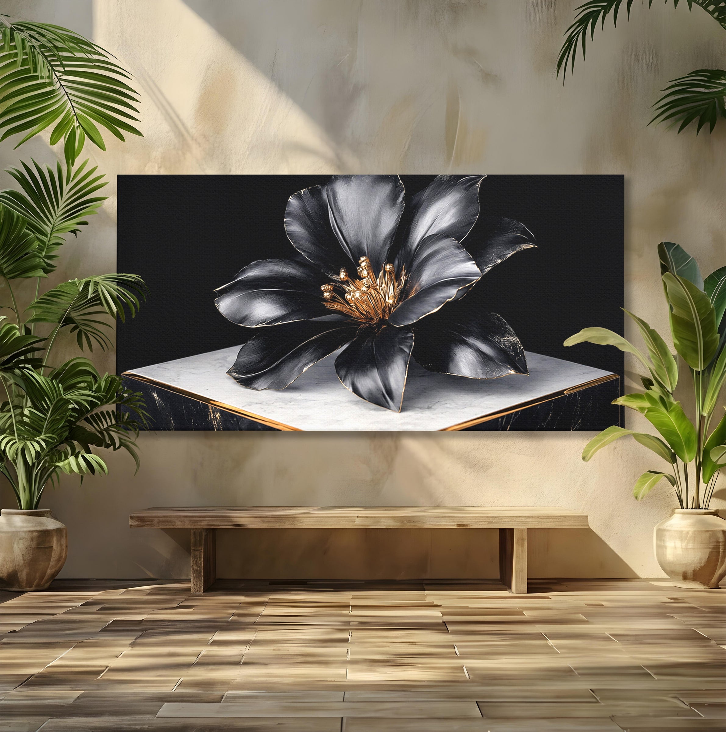 Tablou Canvas Premium LuxCanva® A1808, Floare Metalica Eleganta, Floare, Metalica, Eleganta, Decor, Birou, Dormitor, Culori Vibrante