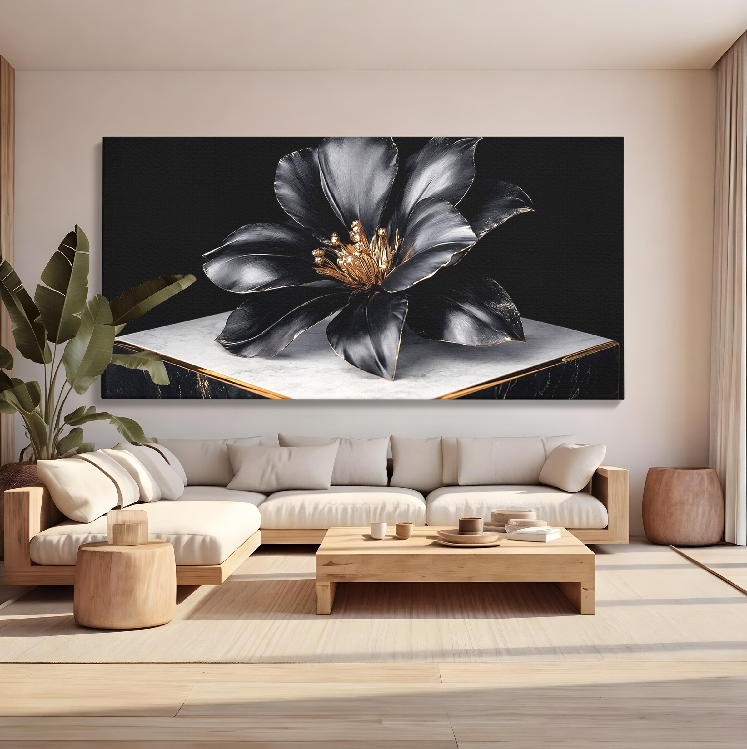 Tablou Canvas Premium LuxCanva® A1808, Floare Metalica Eleganta, Floare, Metalica, Eleganta, Decor, Birou, Dormitor, Culori Vibrante