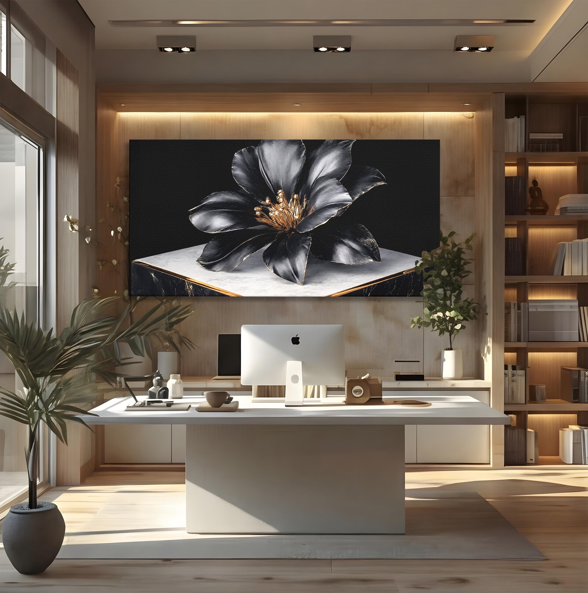 Tablou Canvas Premium LuxCanva® A1808, Floare Metalica Eleganta, Floare, Metalica, Eleganta, Decor, Birou, Dormitor, Culori Vibrante