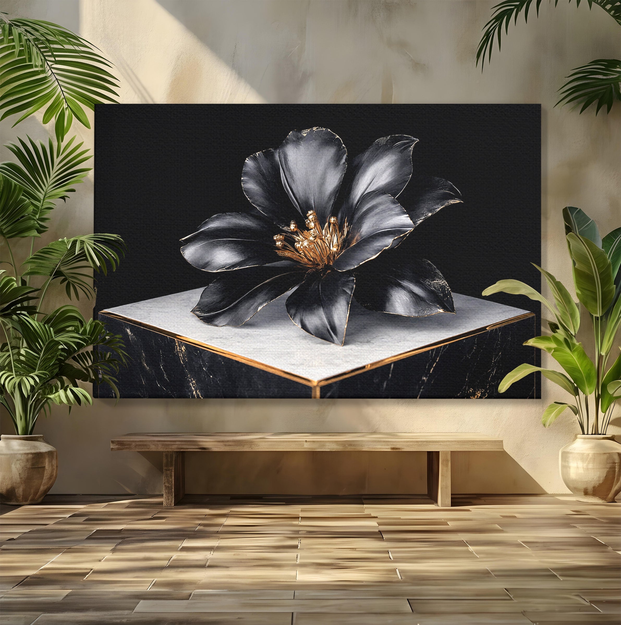 Tablou Canvas Premium LuxCanva® A1808, Floare Metalica Eleganta, Floare, Metalica, Eleganta, Decor, Birou, Dormitor, Culori Vibrante