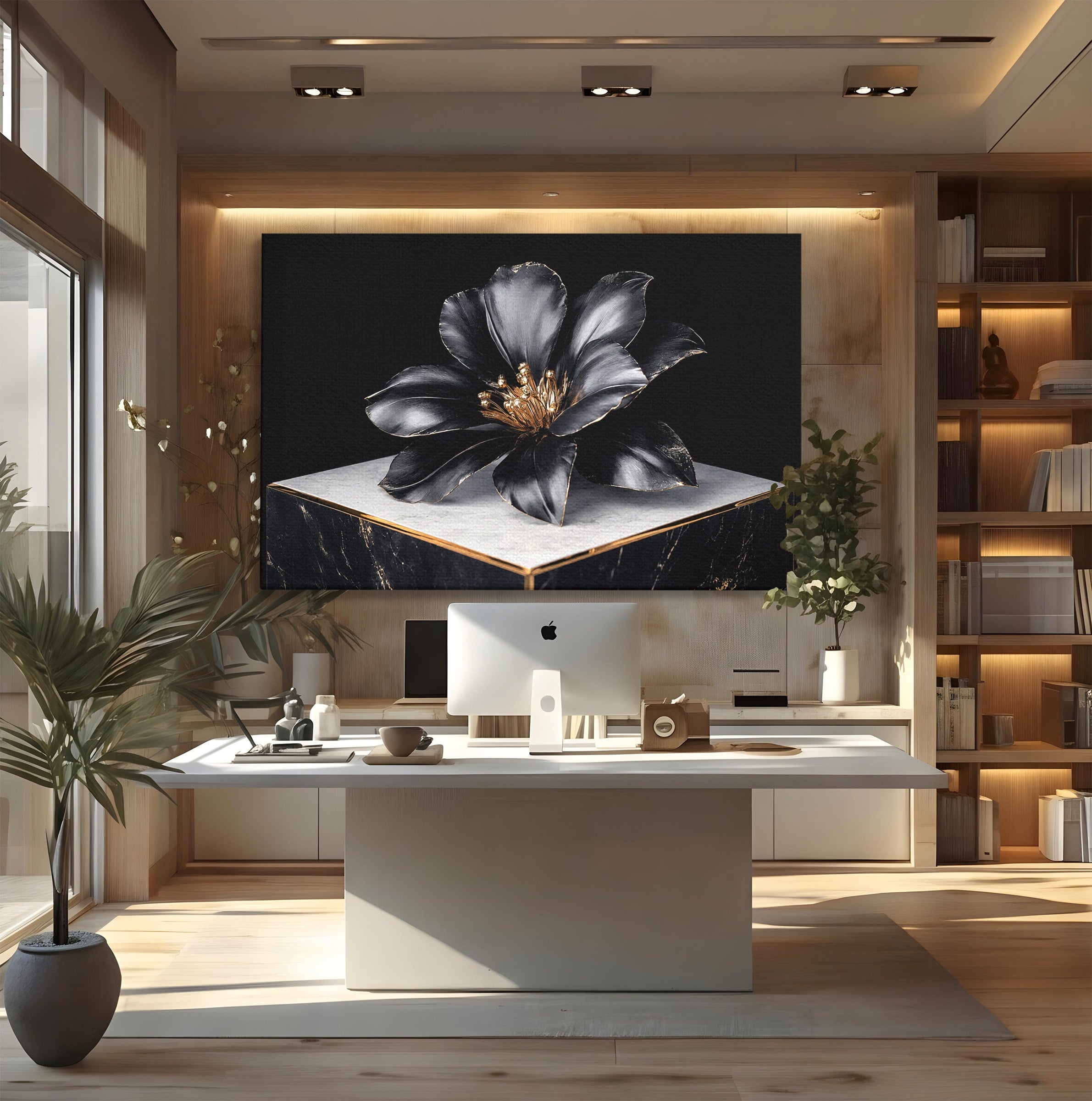 Tablou Canvas Premium LuxCanva® A1808, Floare Metalica Eleganta, Floare, Metalica, Eleganta, Decor, Birou, Dormitor, Culori Vibrante