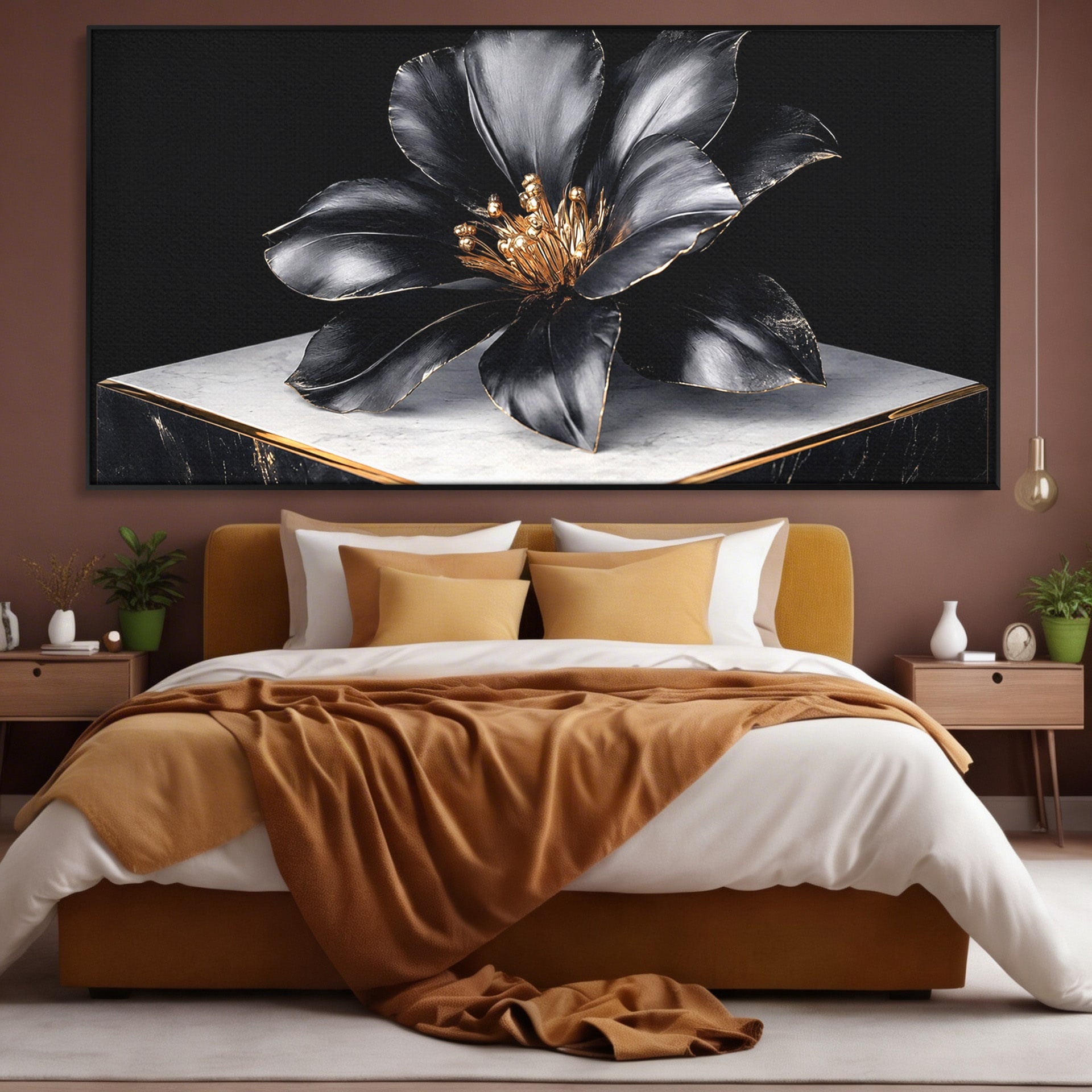 Tablou Canvas Premium LuxCanva® A1808, Floare Metalica Eleganta, Floare, Metalica, Eleganta, Decor, Birou, Dormitor, Culori Vibrante