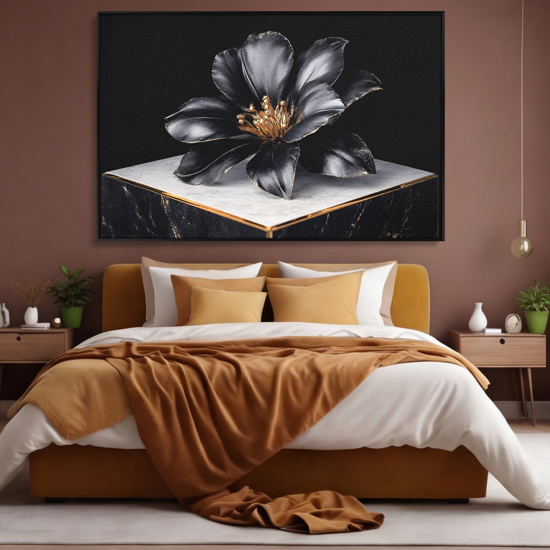 Tablou Canvas Premium LuxCanva® A1808, Floare Metalica Eleganta, Floare, Metalica, Eleganta, Decor, Birou, Dormitor, Culori Vibrante
