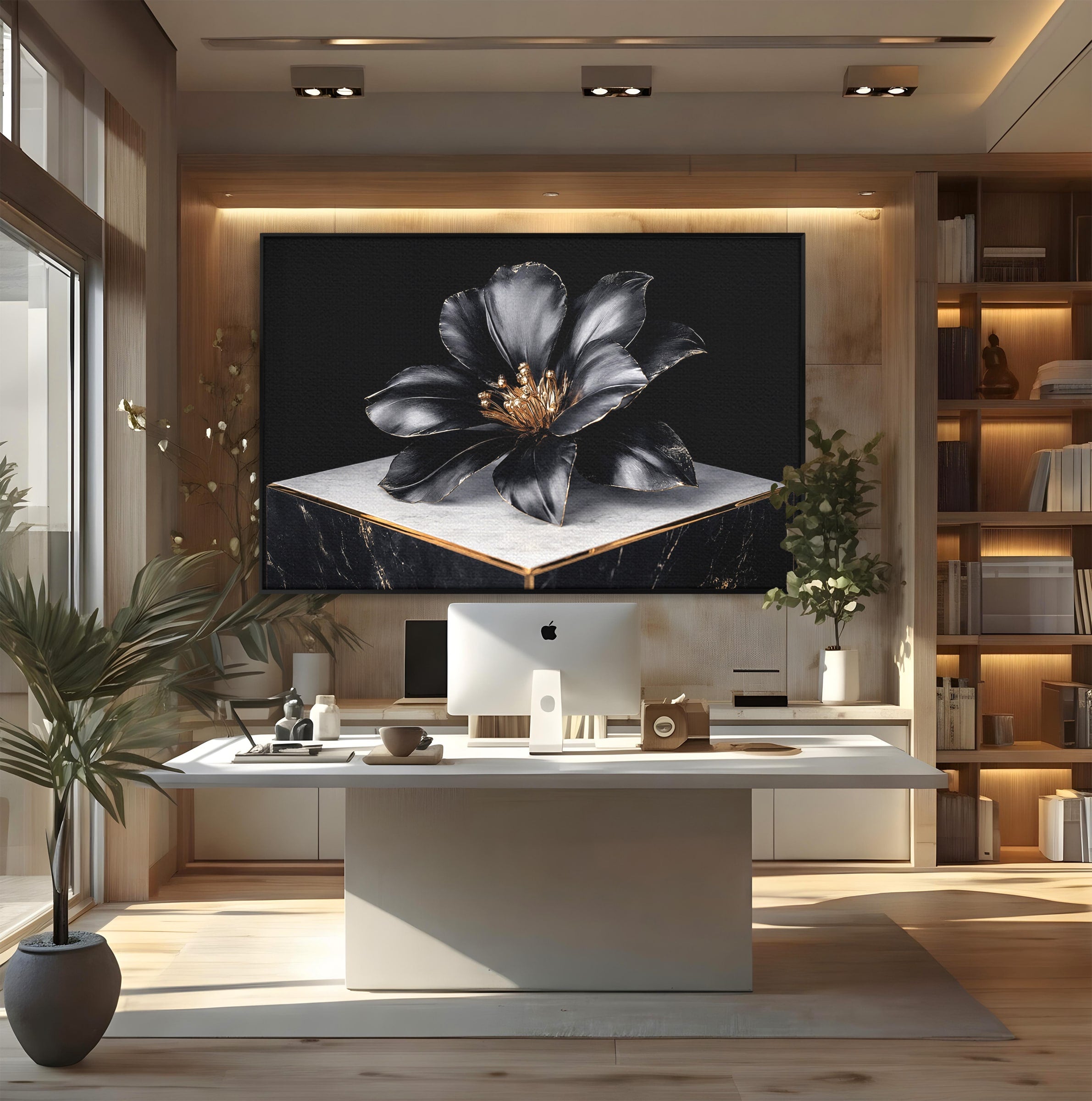 Tablou Canvas Premium LuxCanva® A1808, Floare Metalica Eleganta, Floare, Metalica, Eleganta, Decor, Birou, Dormitor, Culori Vibrante