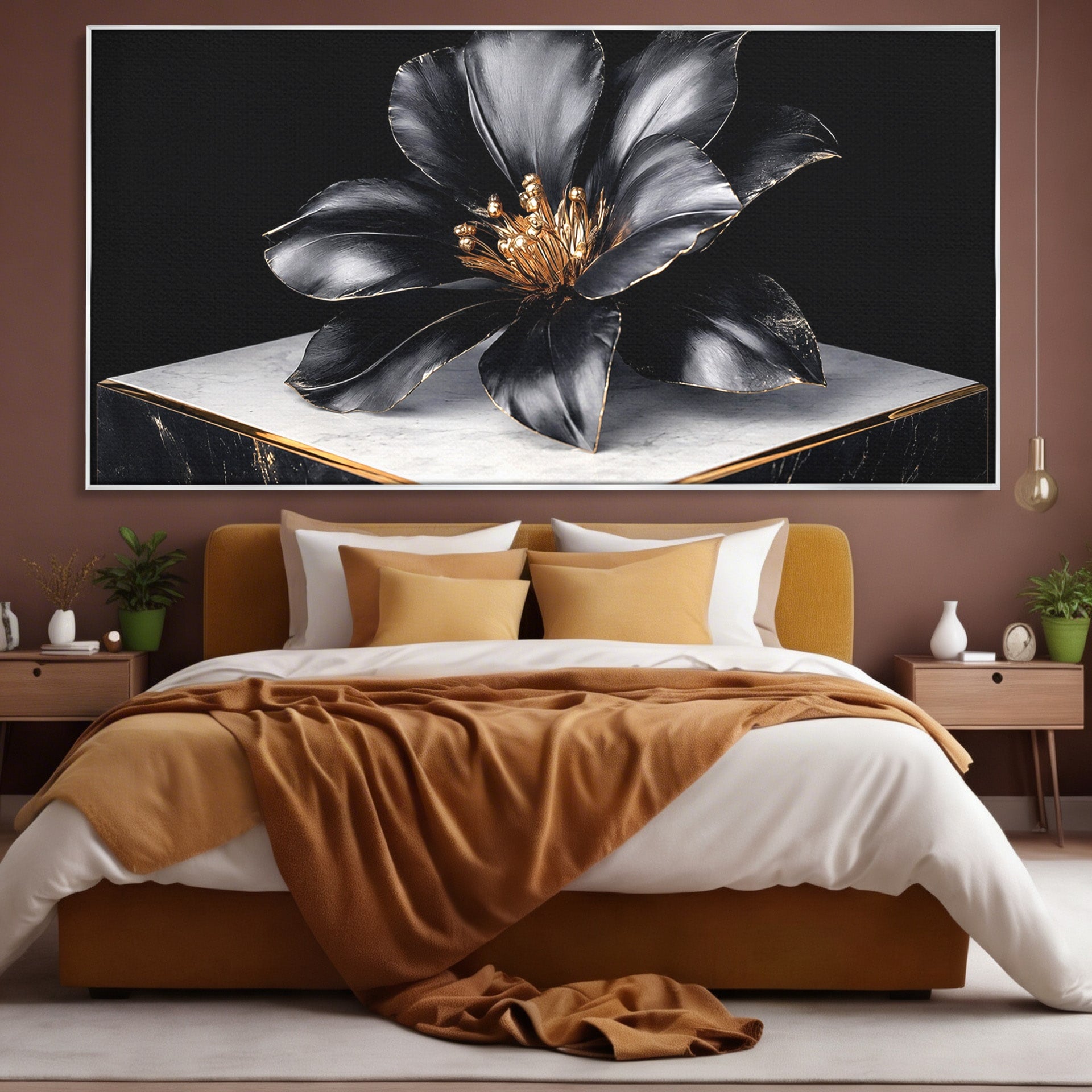 Tablou Canvas Premium LuxCanva® A1808, Floare Metalica Eleganta, Floare, Metalica, Eleganta, Decor, Birou, Dormitor, Culori Vibrante