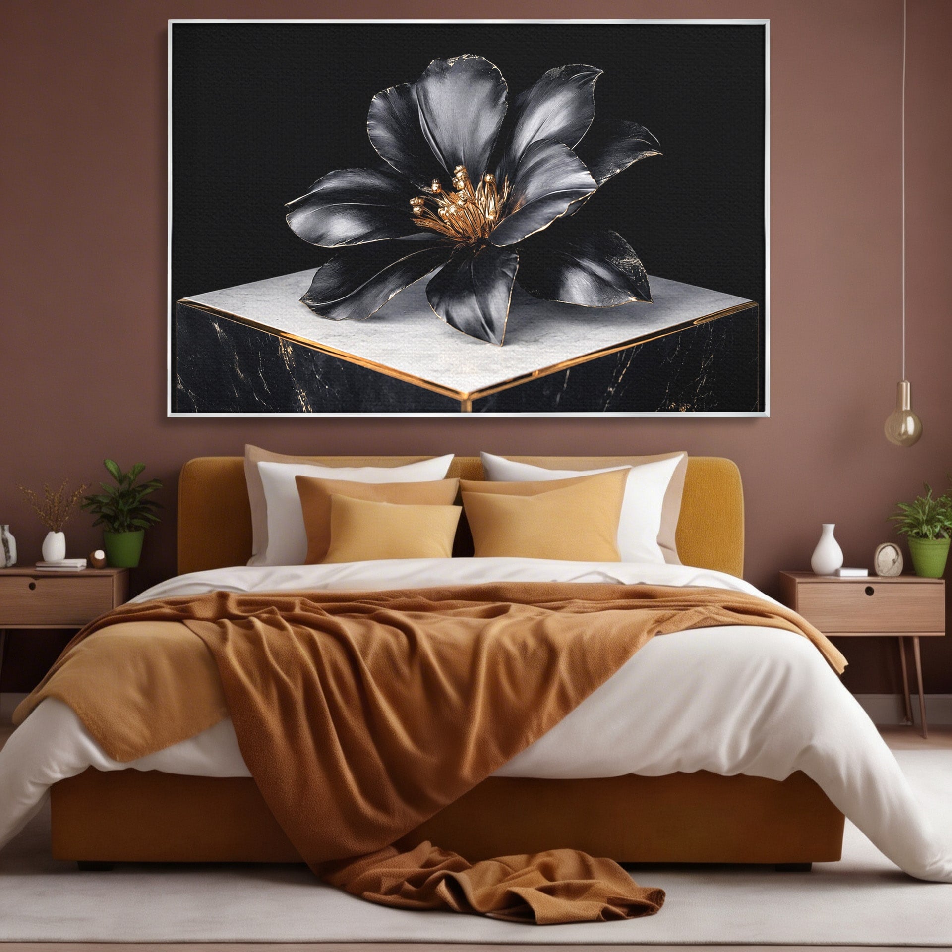 Tablou Canvas Premium LuxCanva® A1808, Floare Metalica Eleganta, Floare, Metalica, Eleganta, Decor, Birou, Dormitor, Culori Vibrante