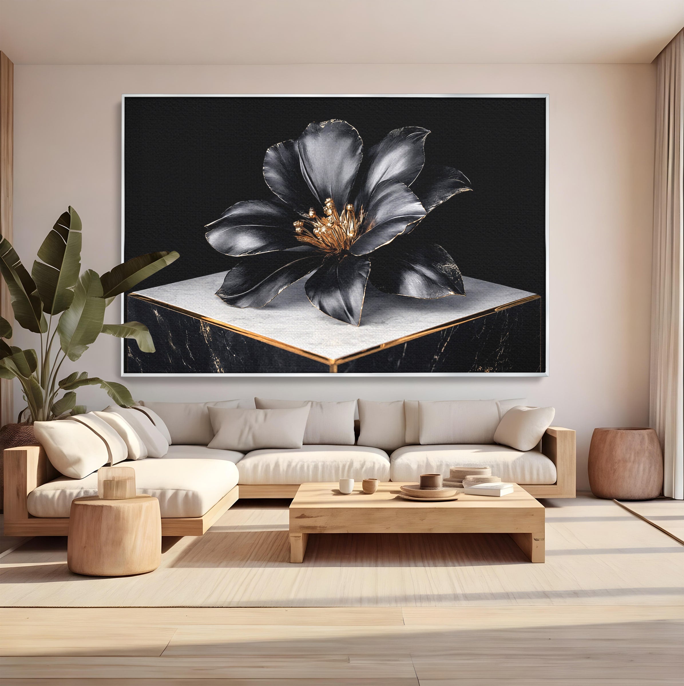 Tablou Canvas Premium LuxCanva® A1808, Floare Metalica Eleganta, Floare, Metalica, Eleganta, Decor, Birou, Dormitor, Culori Vibrante