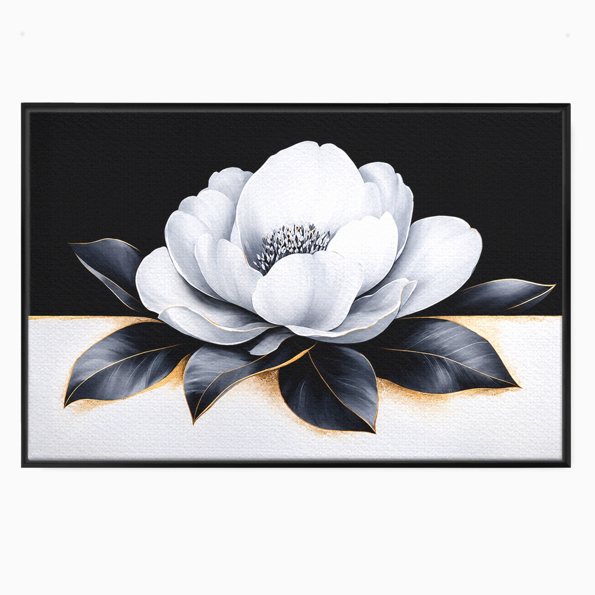 Tablou Canvas Premium LuxCanva® A1809, Floare Eleganta Alb-Negru, Floare, Eleganta, Modern, Dormitor, Living, Culori Vibrante