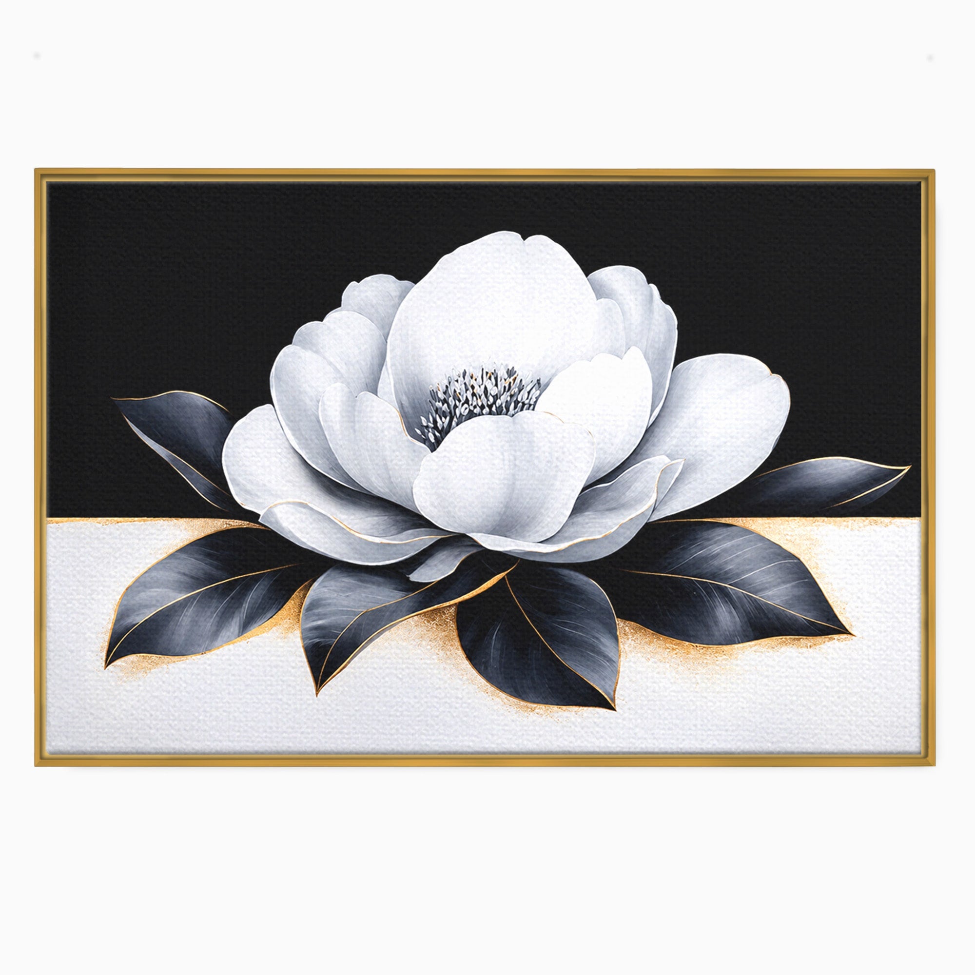 Tablou Canvas Premium LuxCanva® A1809, Floare Eleganta Alb-Negru, Floare, Eleganta, Modern, Dormitor, Living, Culori Vibrante