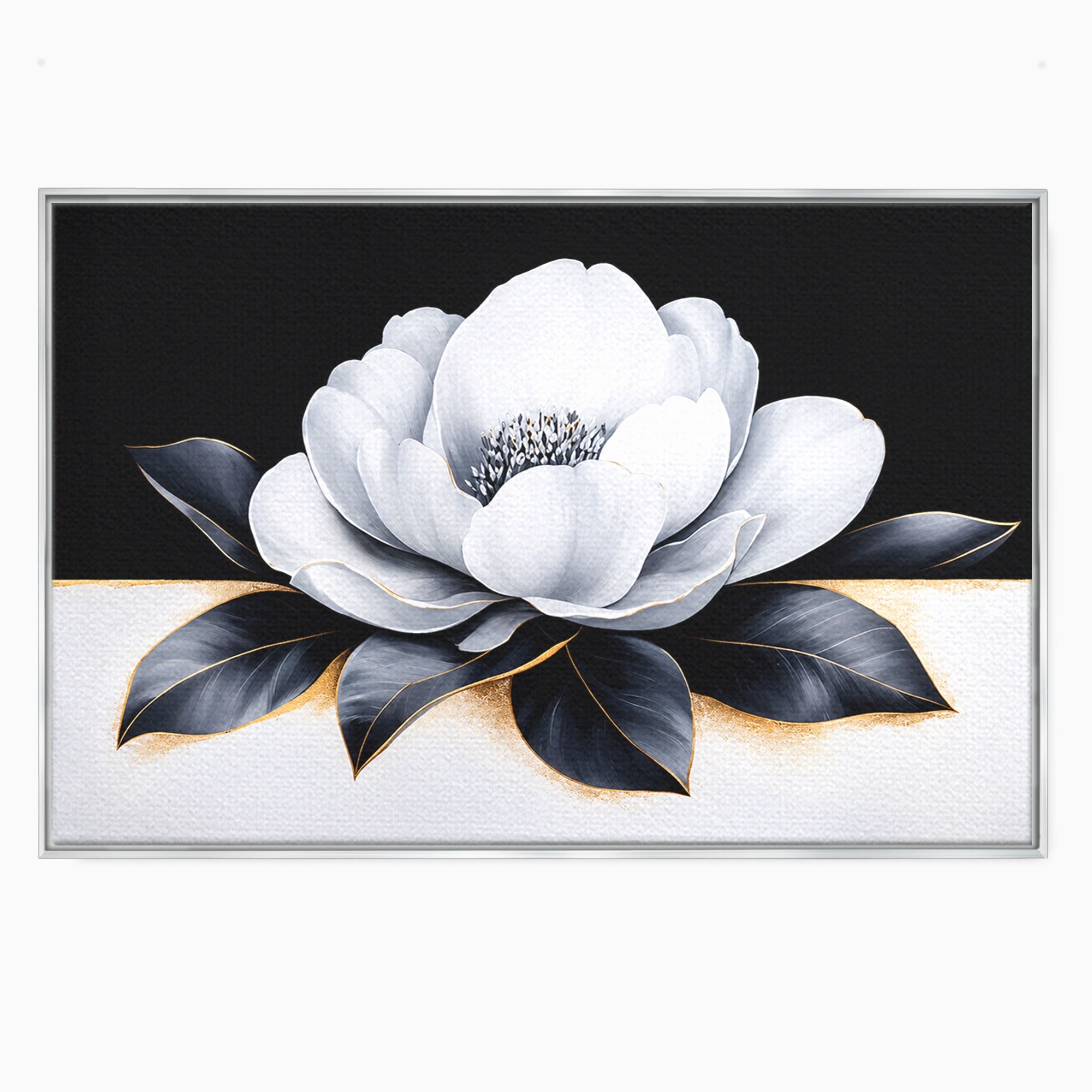 Tablou Canvas Premium LuxCanva® A1809, Floare Eleganta Alb-Negru, Floare, Eleganta, Modern, Dormitor, Living, Culori Vibrante