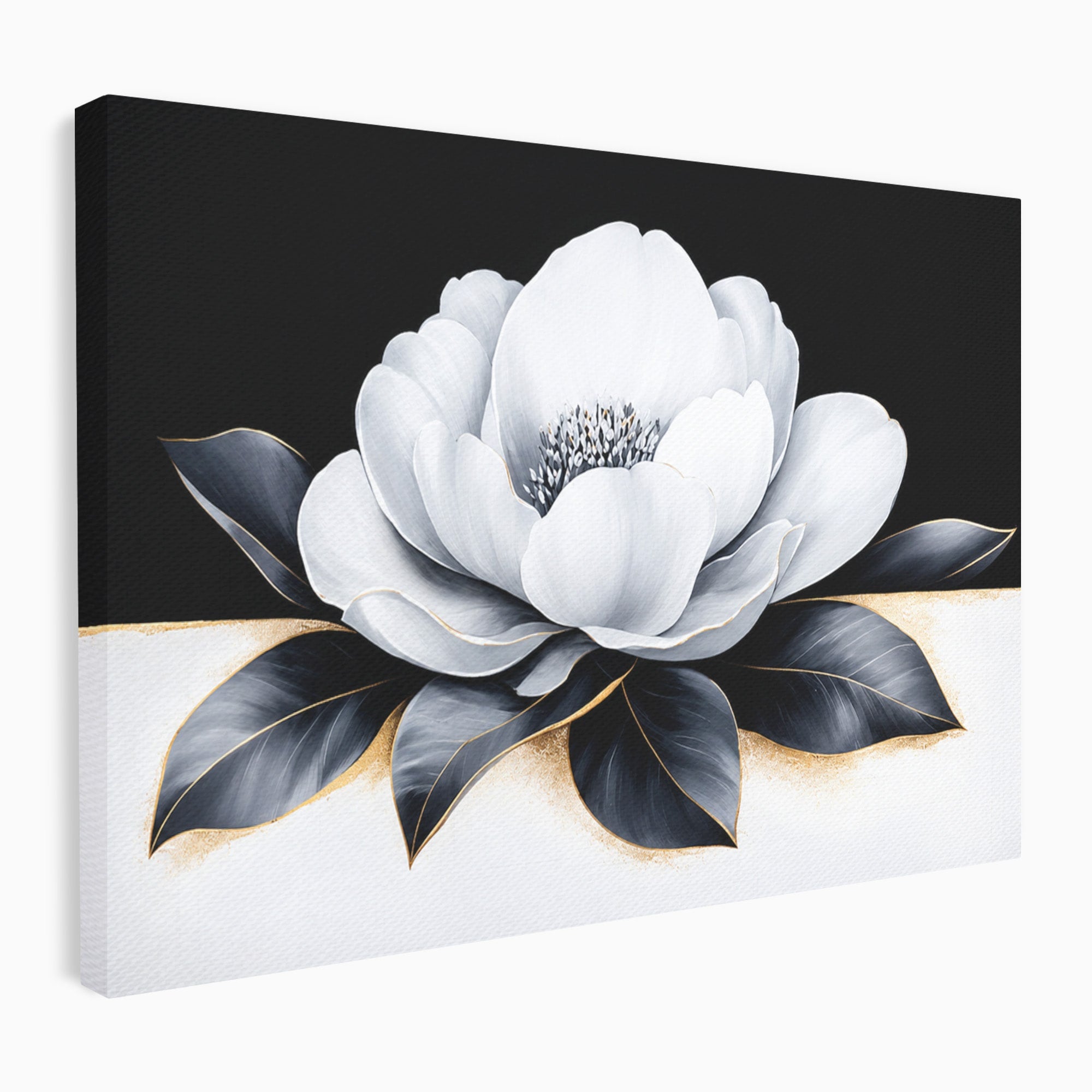 Tablou Canvas Premium LuxCanva® A1809, Floare Eleganta Alb-Negru, Floare, Eleganta, Modern, Dormitor, Living, Culori Vibrante