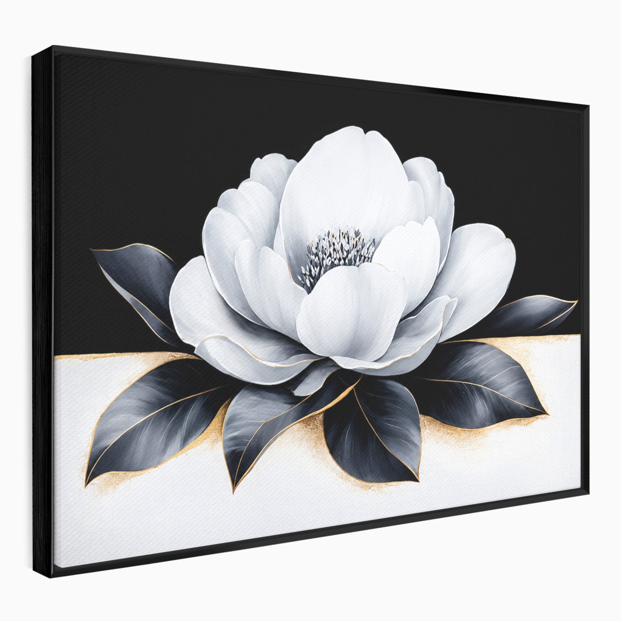 Tablou Canvas Premium LuxCanva® A1809, Floare Eleganta Alb-Negru, Floare, Eleganta, Modern, Dormitor, Living, Culori Vibrante