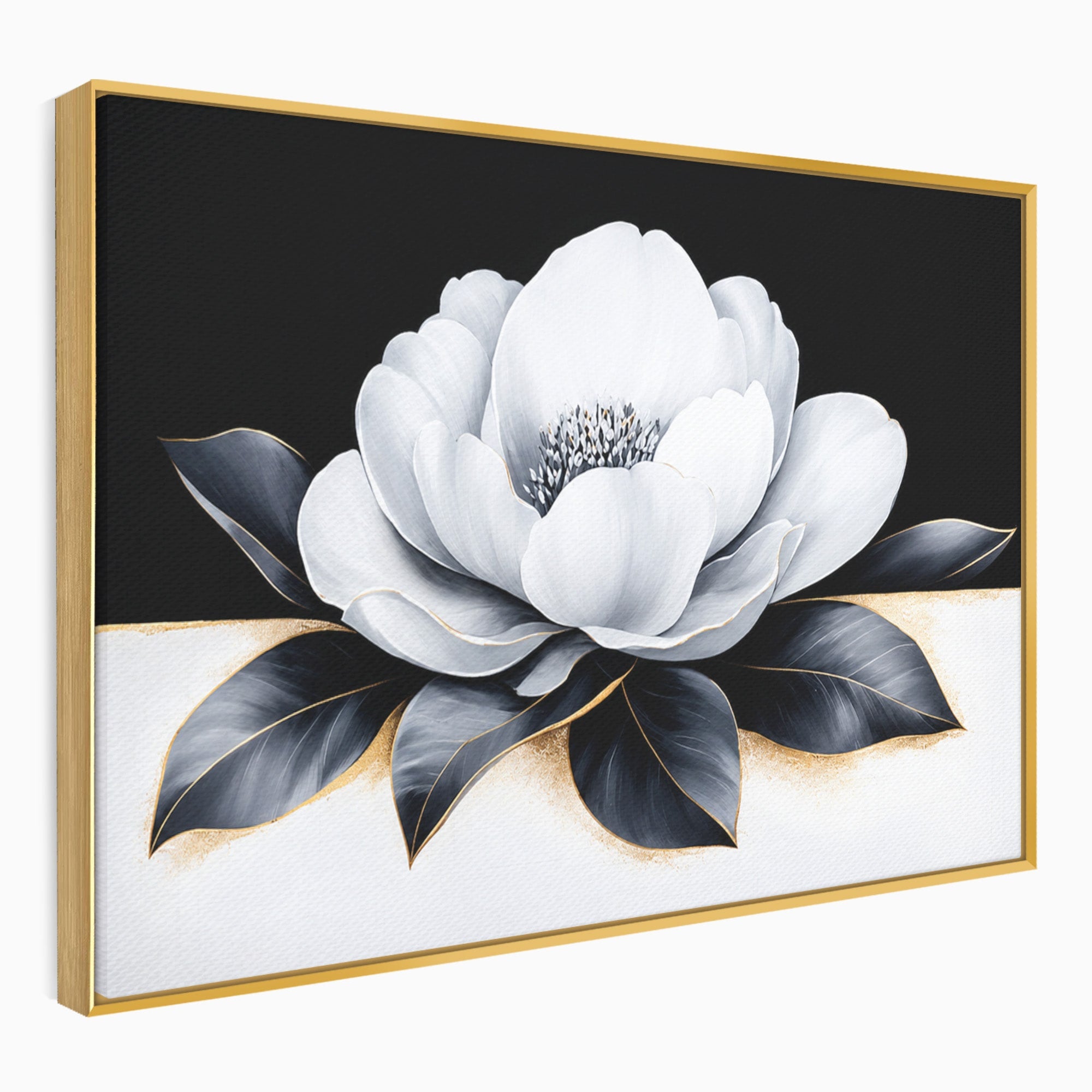 Tablou Canvas Premium LuxCanva® A1809, Floare Eleganta Alb-Negru, Floare, Eleganta, Modern, Dormitor, Living, Culori Vibrante