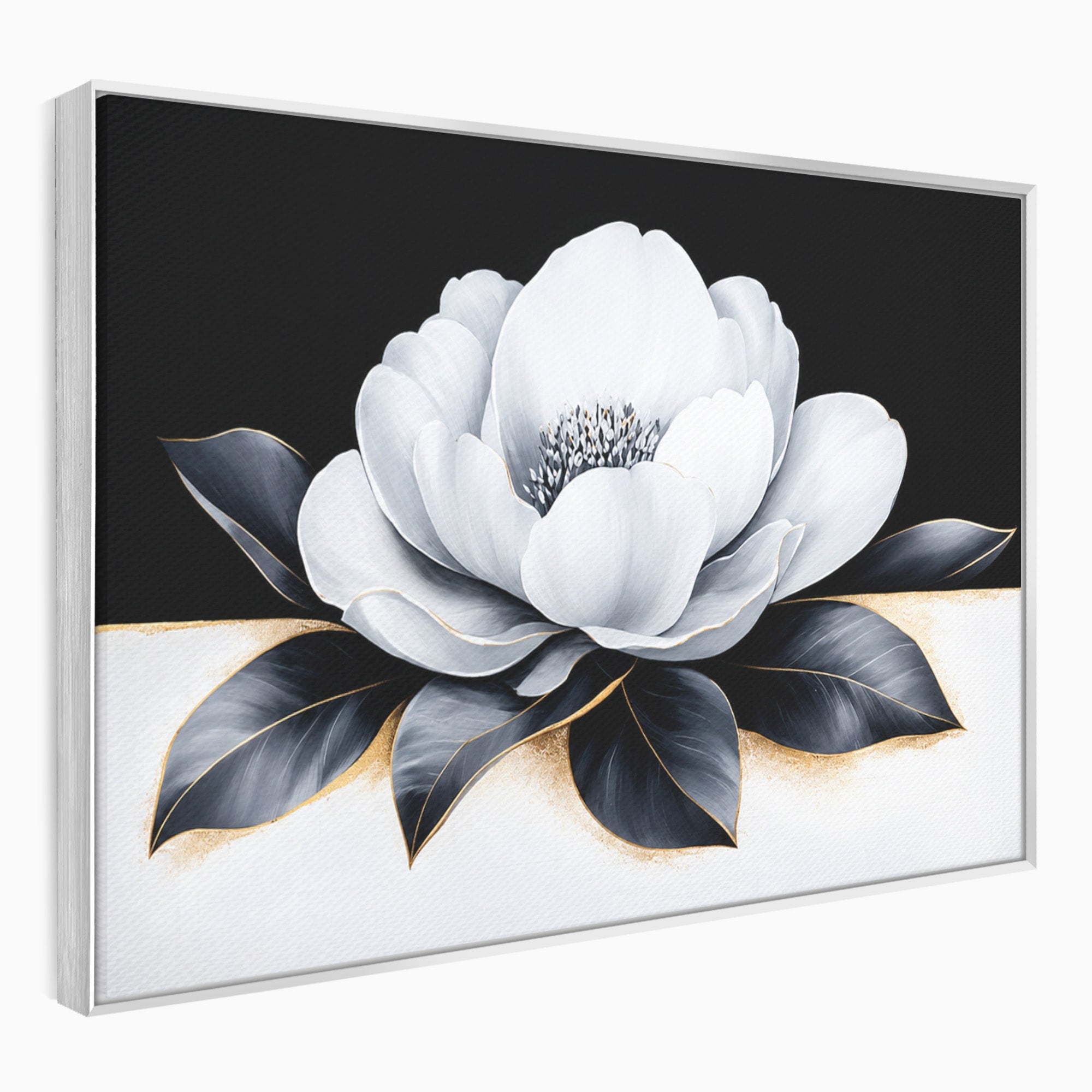 Tablou Canvas Premium LuxCanva® A1809, Floare Eleganta Alb-Negru, Floare, Eleganta, Modern, Dormitor, Living, Culori Vibrante