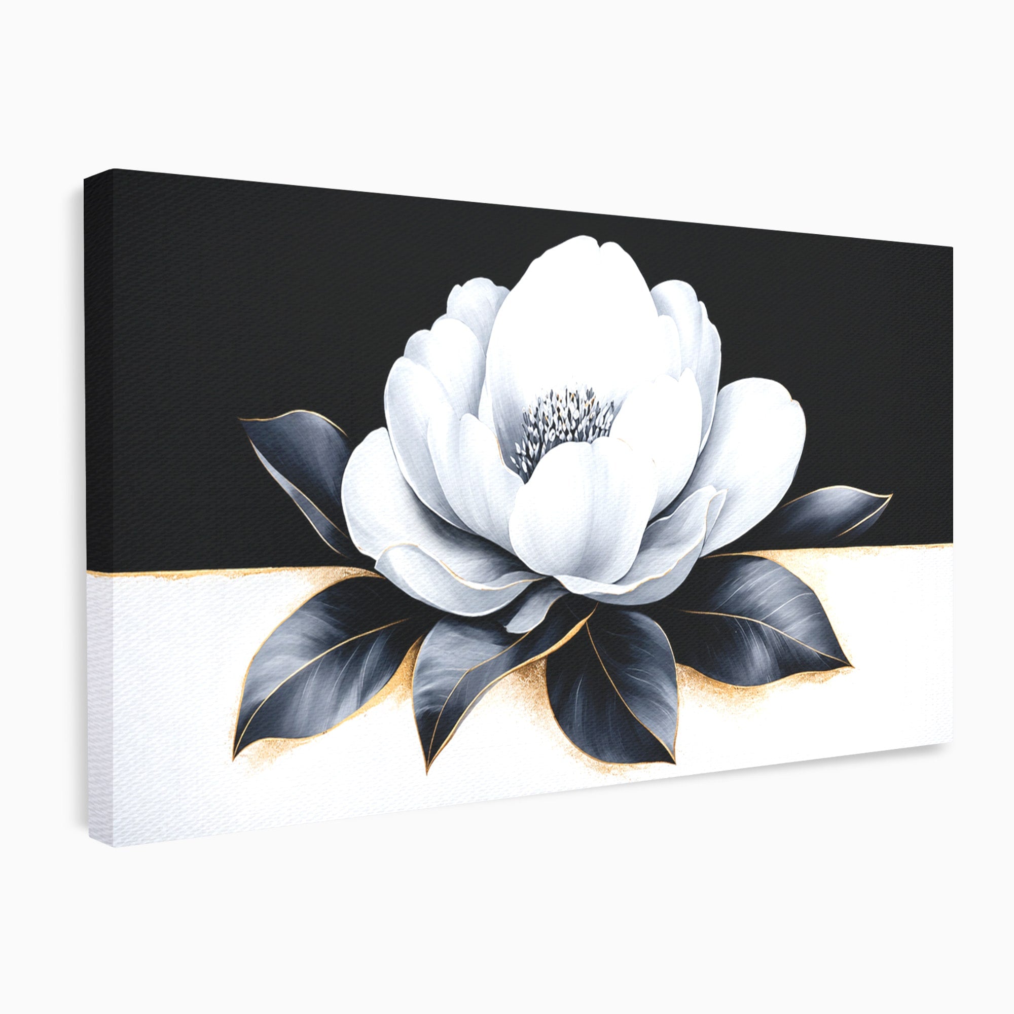 Tablou Canvas Premium LuxCanva® A1809, Floare Eleganta Alb-Negru, Floare, Eleganta, Modern, Dormitor, Living, Culori Vibrante