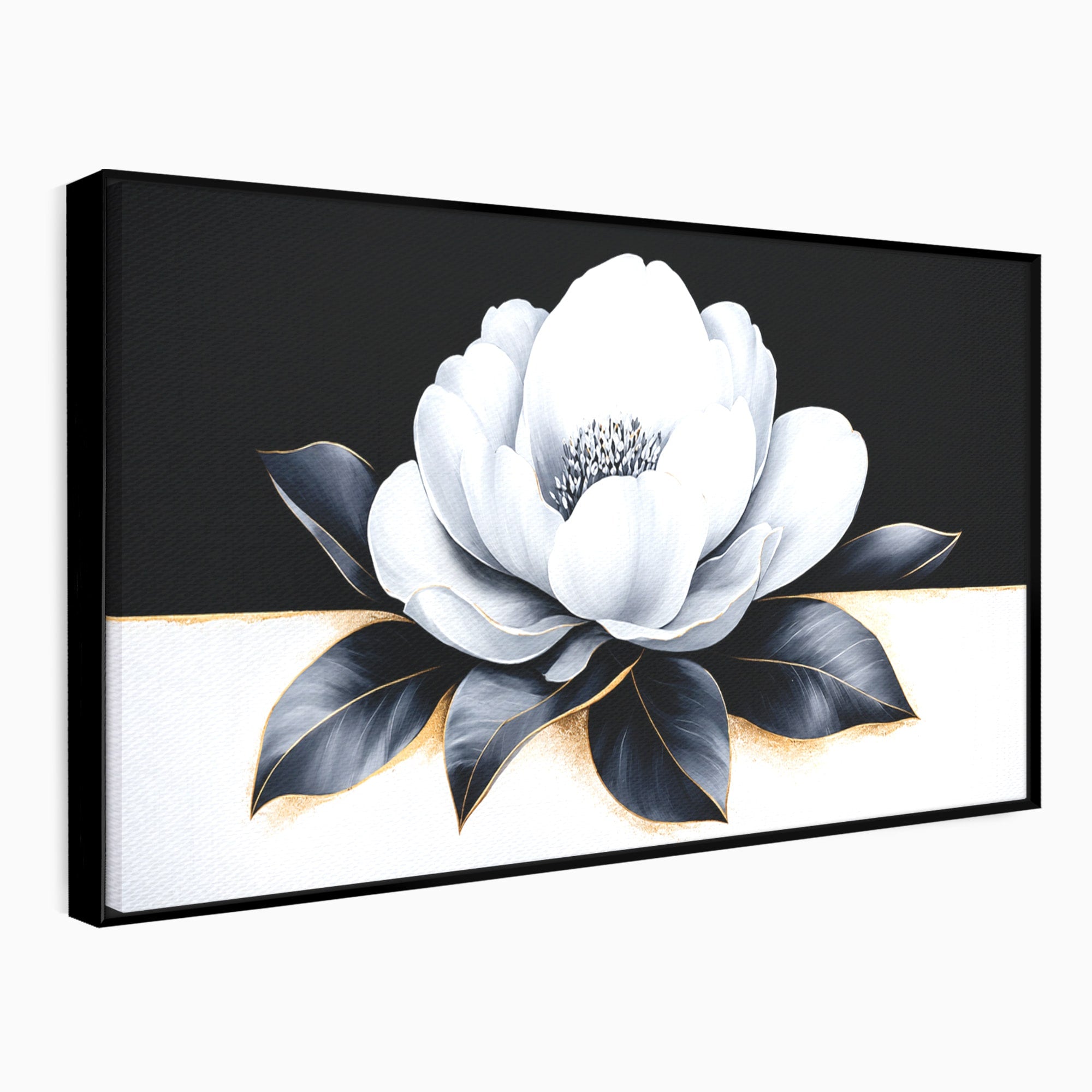 Tablou Canvas Premium LuxCanva® A1809, Floare Eleganta Alb-Negru, Floare, Eleganta, Modern, Dormitor, Living, Culori Vibrante