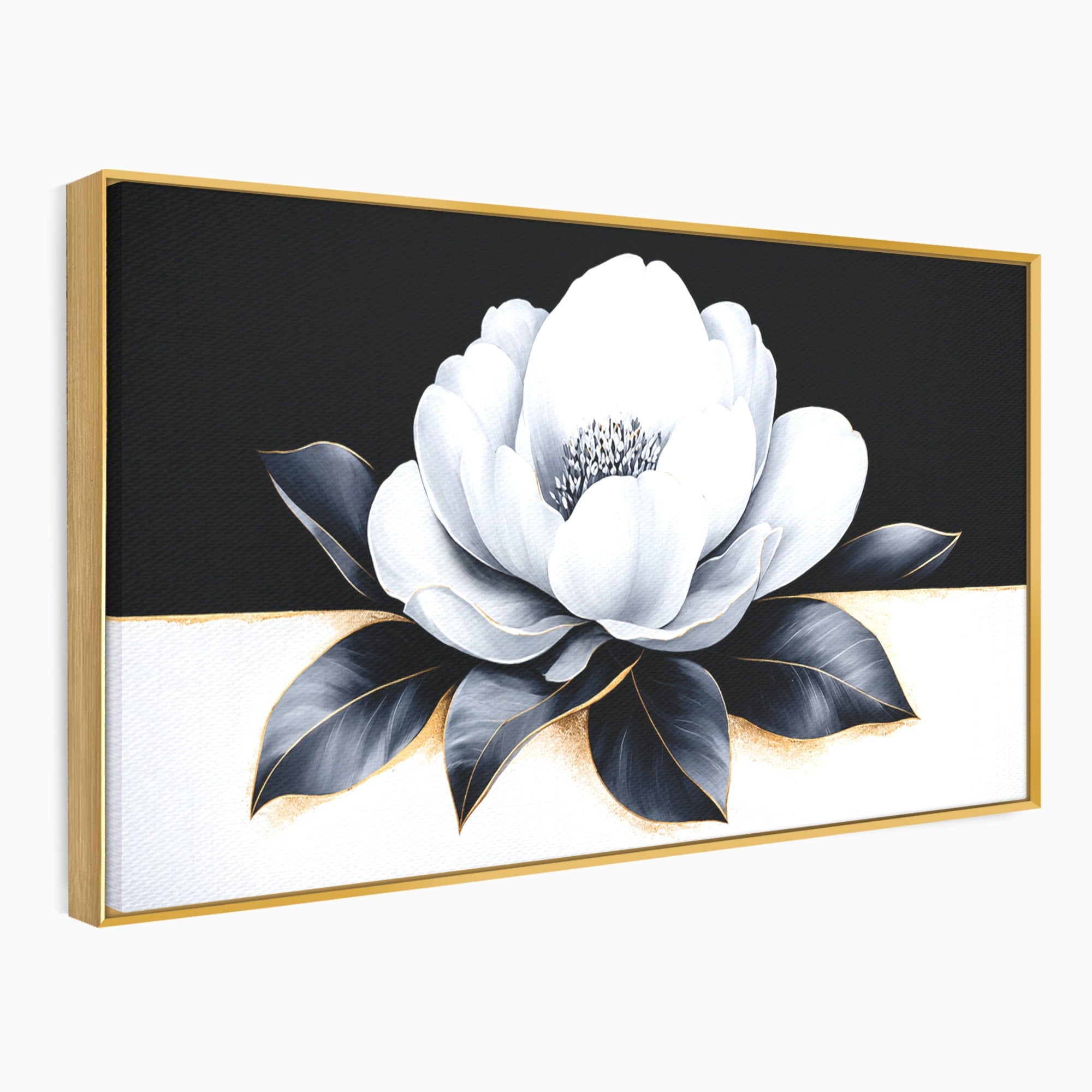Tablou Canvas Premium LuxCanva® A1809, Floare Eleganta Alb-Negru, Floare, Eleganta, Modern, Dormitor, Living, Culori Vibrante