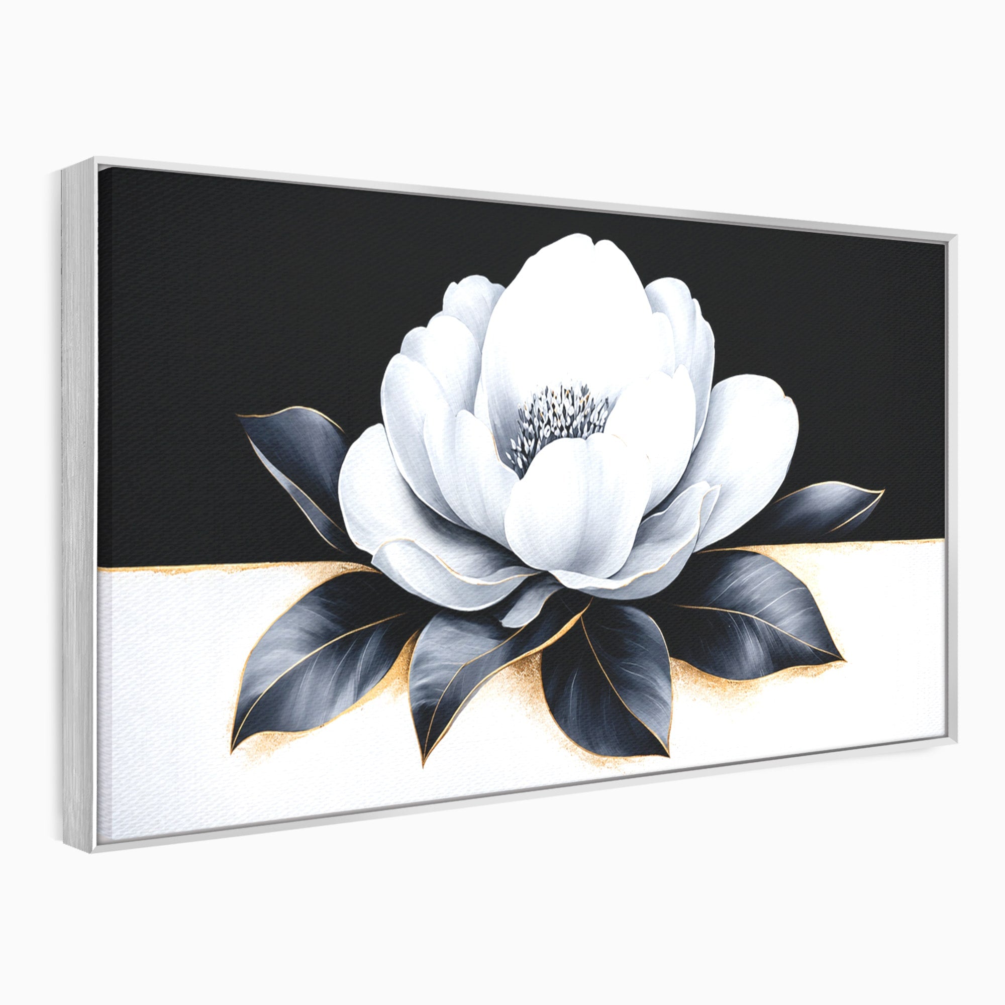 Tablou Canvas Premium LuxCanva® A1809, Floare Eleganta Alb-Negru, Floare, Eleganta, Modern, Dormitor, Living, Culori Vibrante