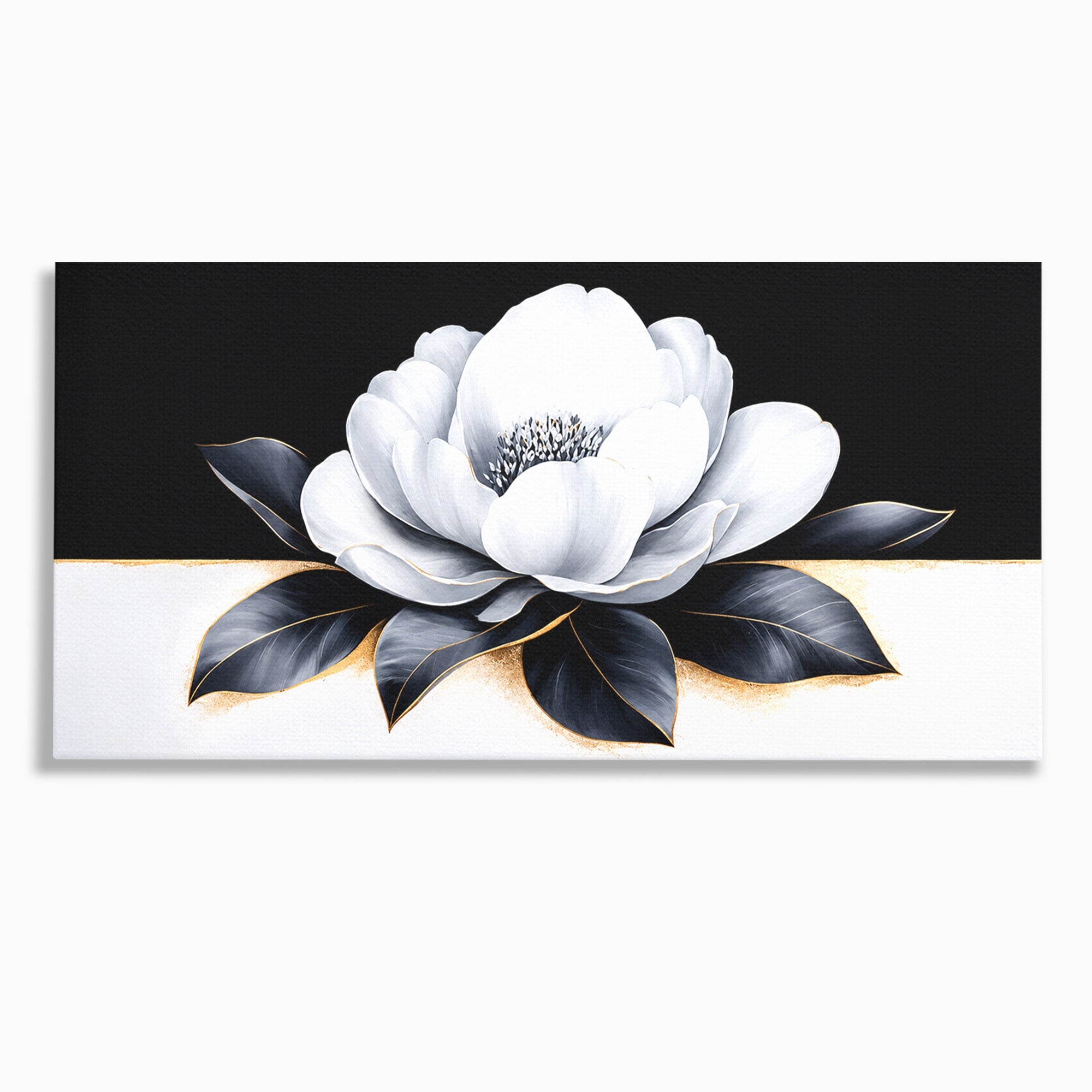 Tablou Canvas Premium LuxCanva® A1809, Floare Eleganta Alb-Negru, Floare, Eleganta, Modern, Dormitor, Living, Culori Vibrante