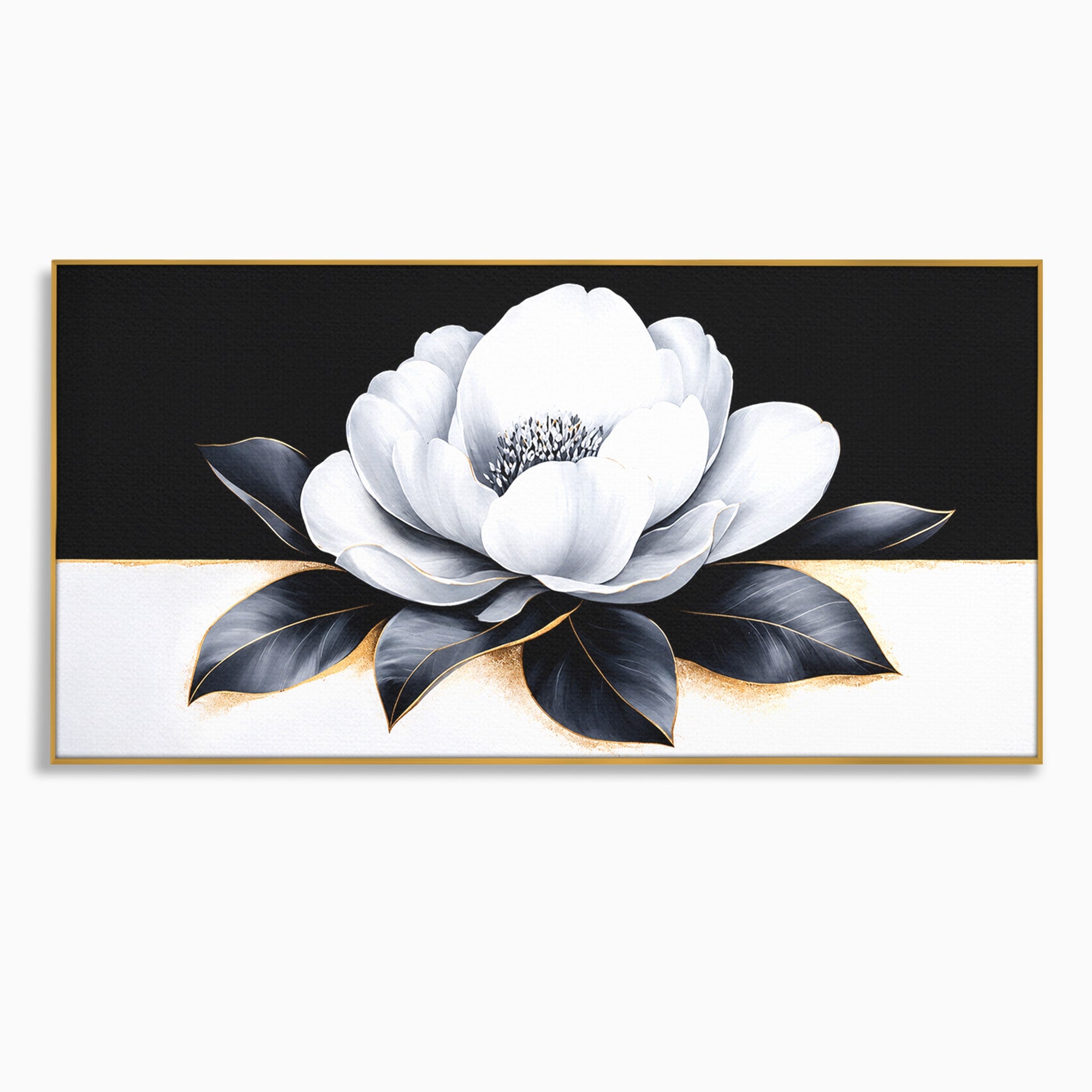 Tablou Canvas Premium LuxCanva® A1809, Floare Eleganta Alb-Negru, Floare, Eleganta, Modern, Dormitor, Living, Culori Vibrante