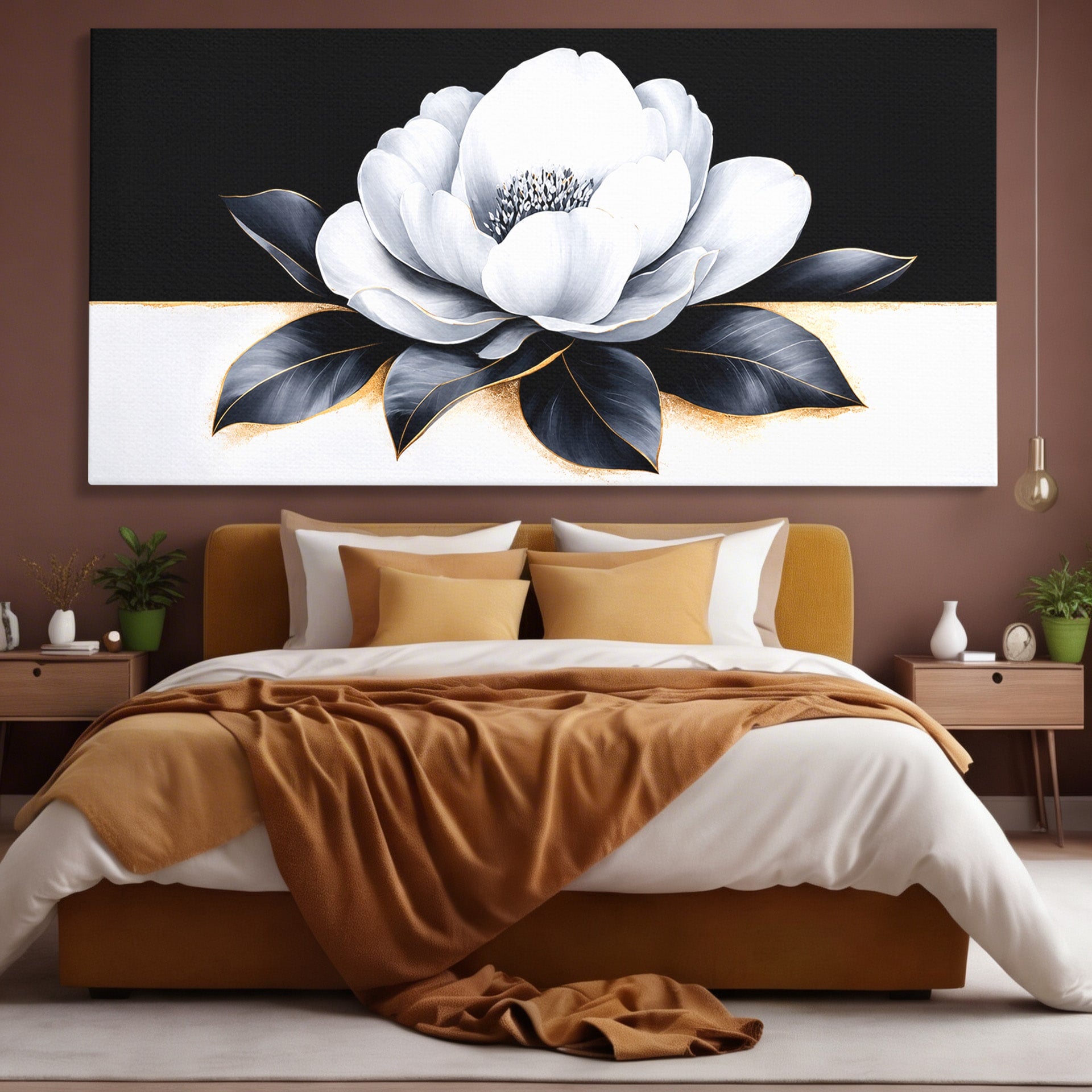 Tablou Canvas Premium LuxCanva® A1809, Floare Eleganta Alb-Negru, Floare, Eleganta, Modern, Dormitor, Living, Culori Vibrante