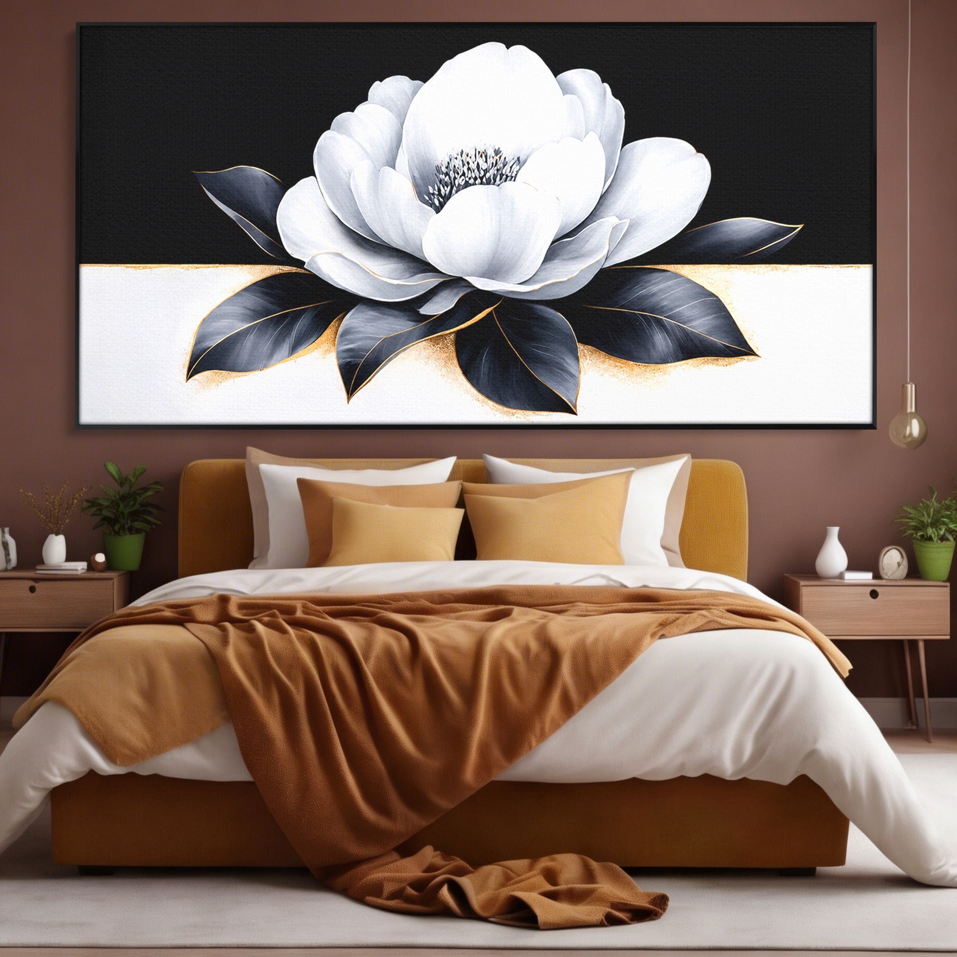 Tablou Canvas Premium LuxCanva® A1809, Floare Eleganta Alb-Negru, Floare, Eleganta, Modern, Dormitor, Living, Culori Vibrante