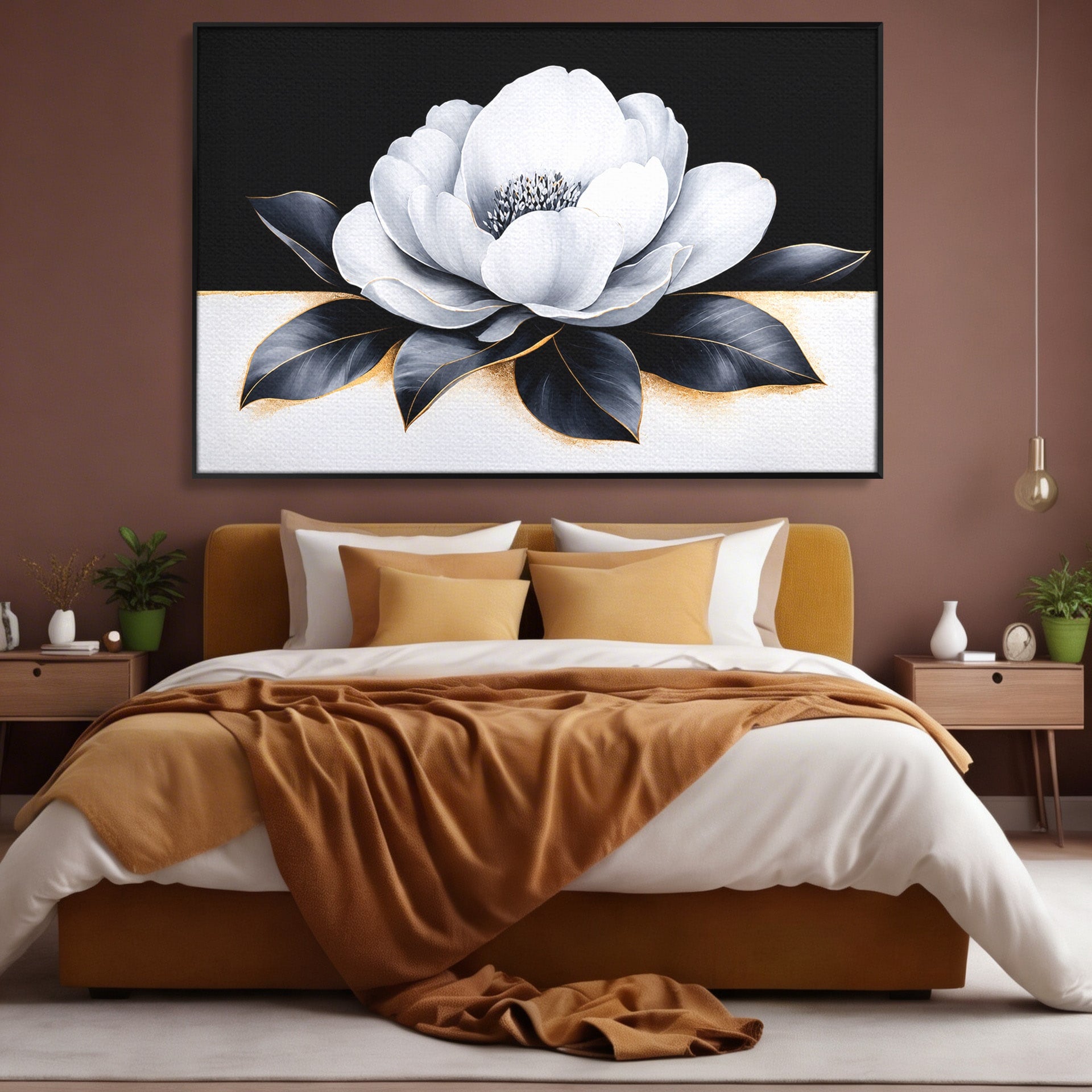 Tablou Canvas Premium LuxCanva® A1809, Floare Eleganta Alb-Negru, Floare, Eleganta, Modern, Dormitor, Living, Culori Vibrante