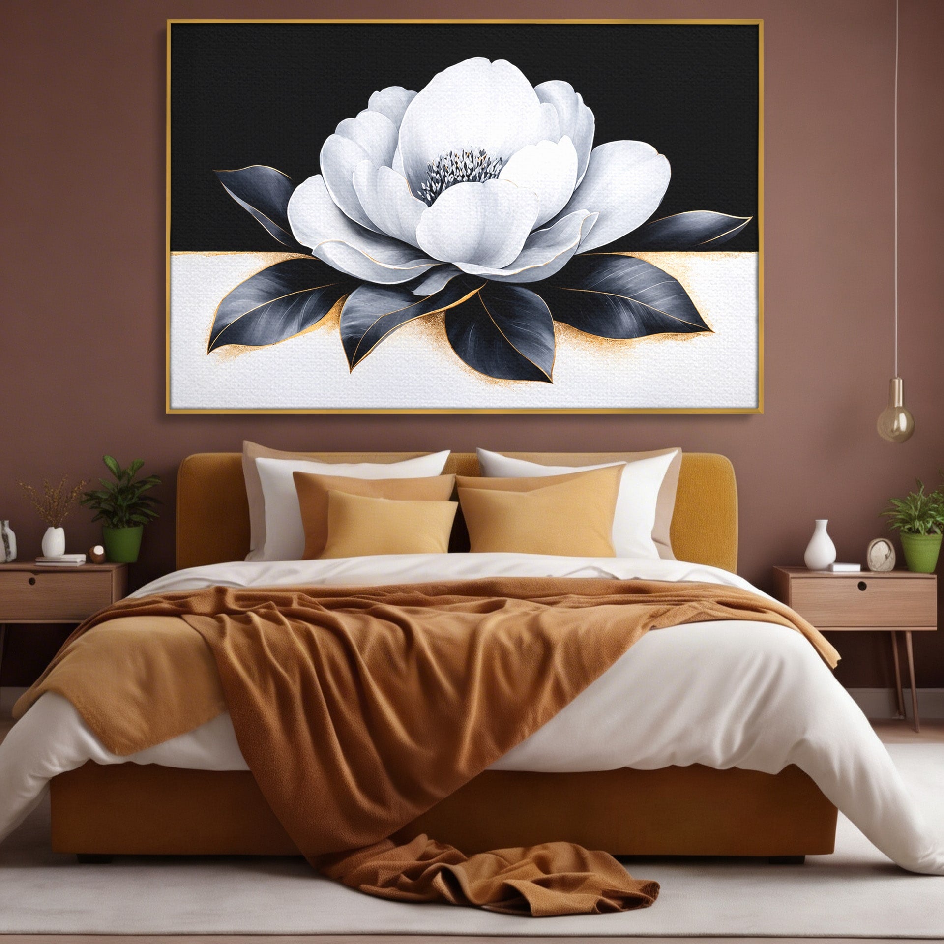 Tablou Canvas Premium LuxCanva® A1809, Floare Eleganta Alb-Negru, Floare, Eleganta, Modern, Dormitor, Living, Culori Vibrante