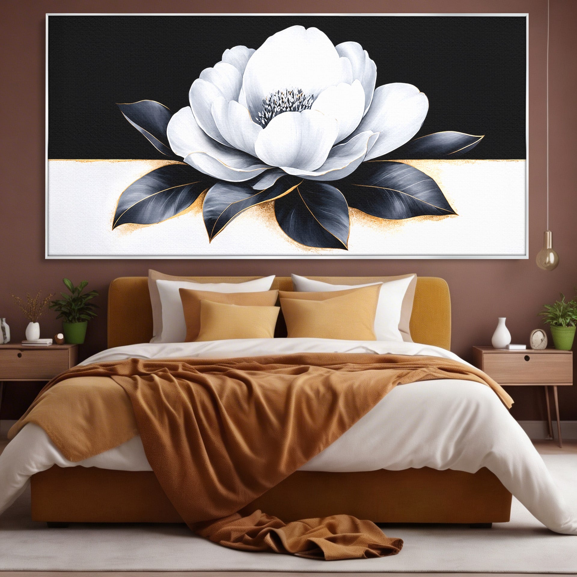 Tablou Canvas Premium LuxCanva® A1809, Floare Eleganta Alb-Negru, Floare, Eleganta, Modern, Dormitor, Living, Culori Vibrante