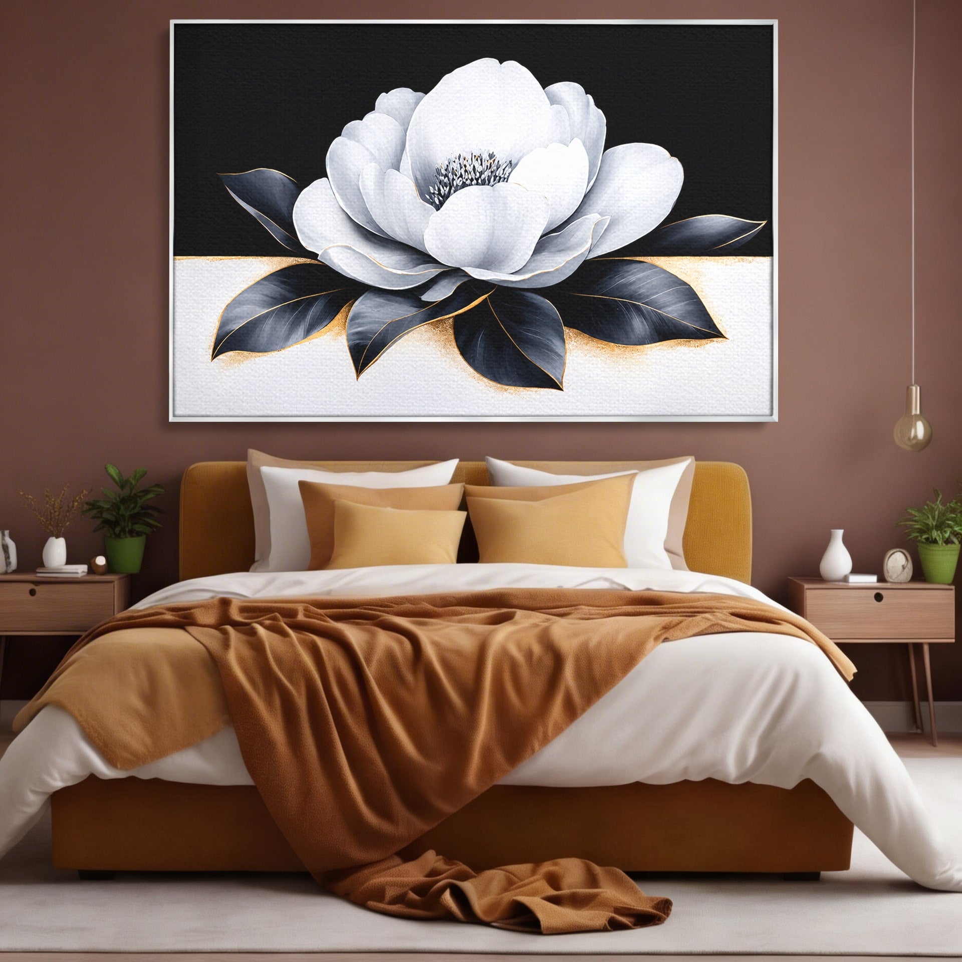 Tablou Canvas Premium LuxCanva® A1809, Floare Eleganta Alb-Negru, Floare, Eleganta, Modern, Dormitor, Living, Culori Vibrante