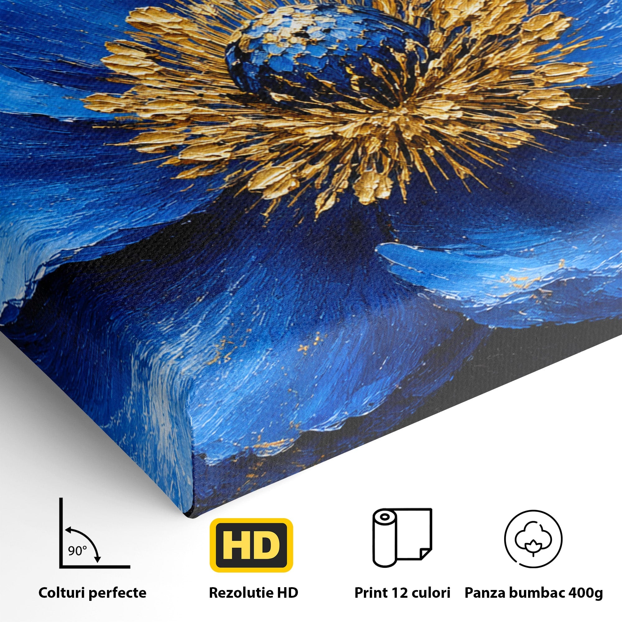 Tablou Canvas Premium LuxCanva® A1810, Floare Albastra, Floare, Abstract, Natura, Arta, Living, Culori Vibrante