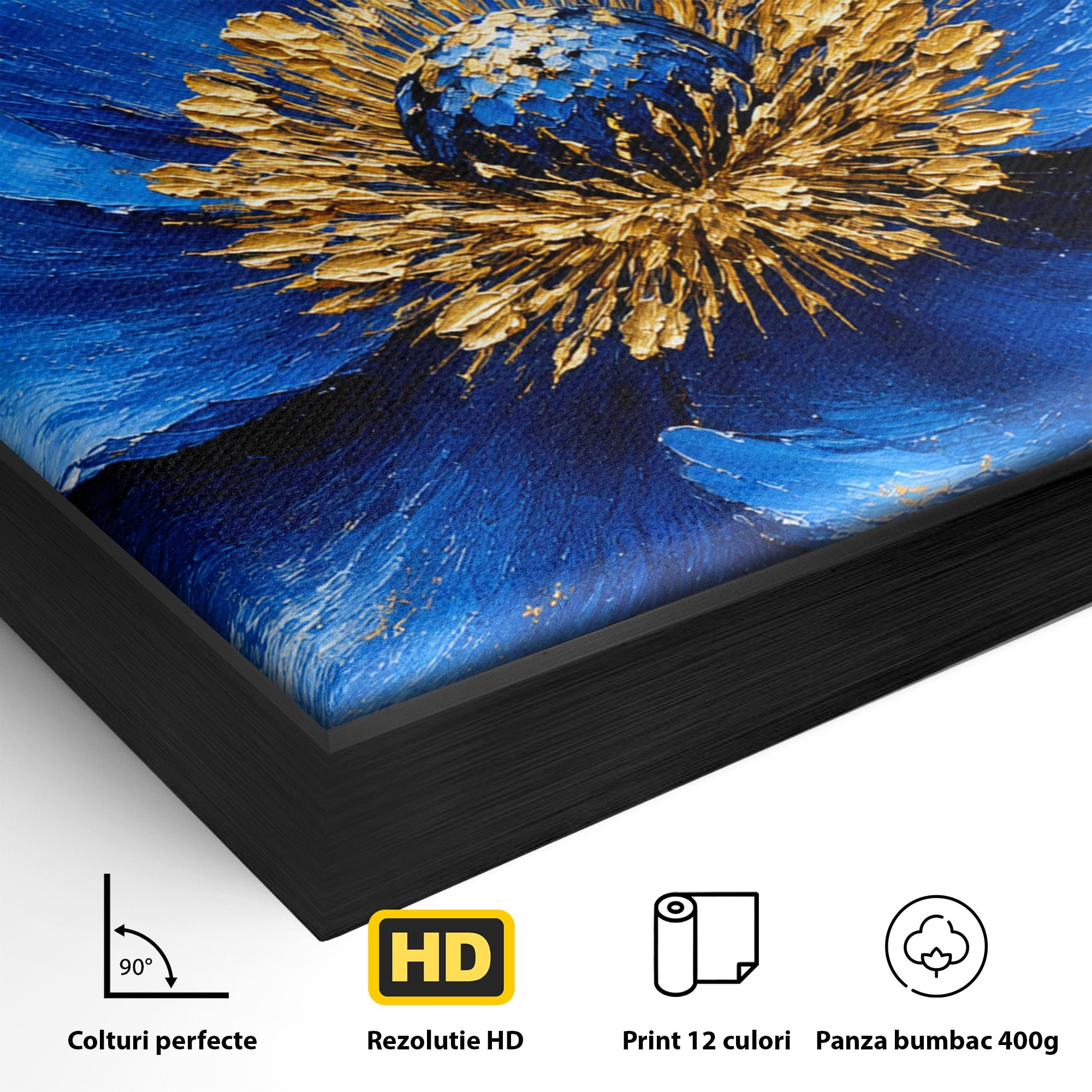 Tablou Canvas Premium LuxCanva® A1810, Floare Albastra, Floare, Abstract, Natura, Arta, Living, Culori Vibrante